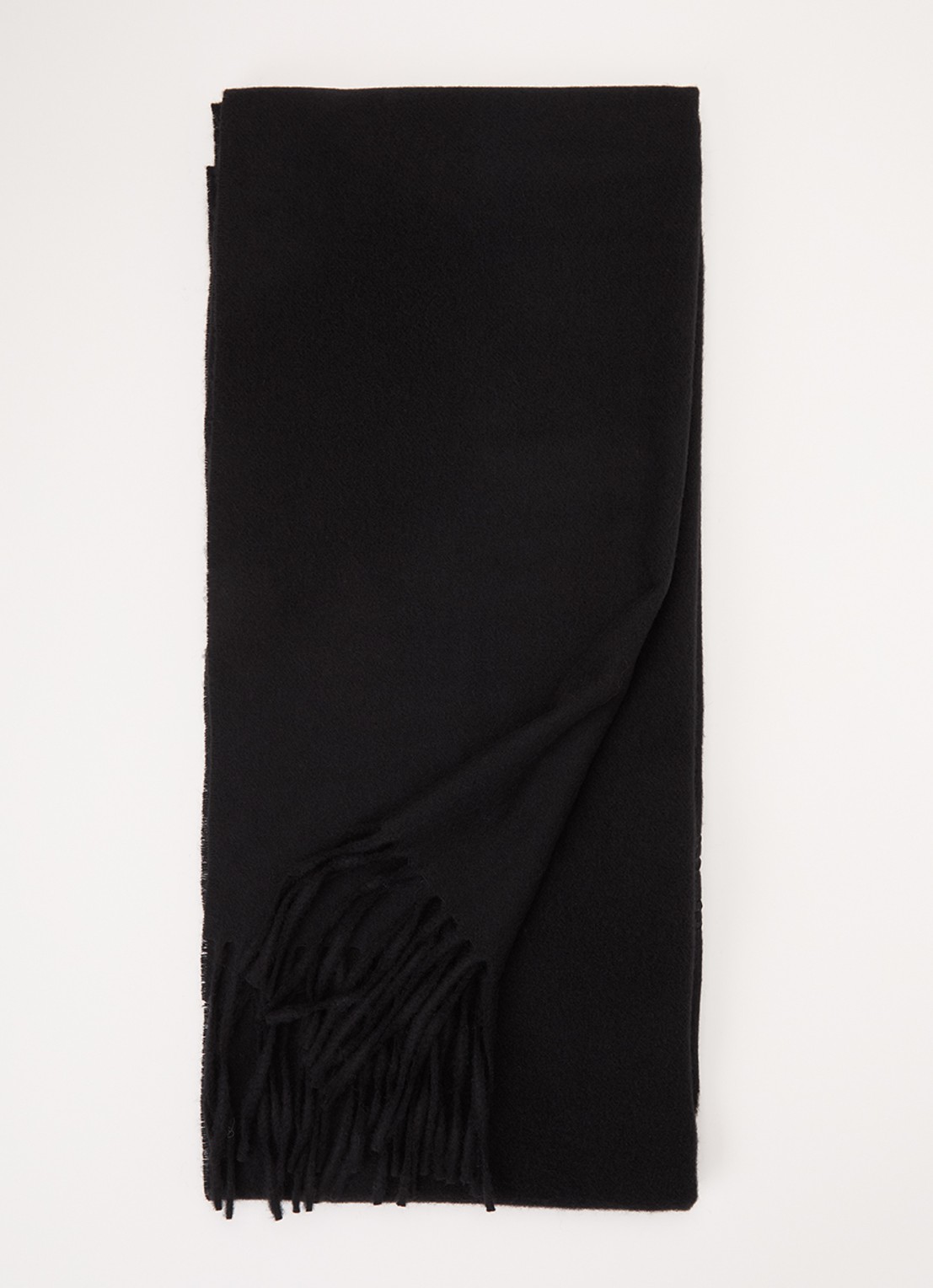 Diesel S-imon-D-Long sjaal in wolblend met logo 200 x 49 cm - voorkant 3 zwart