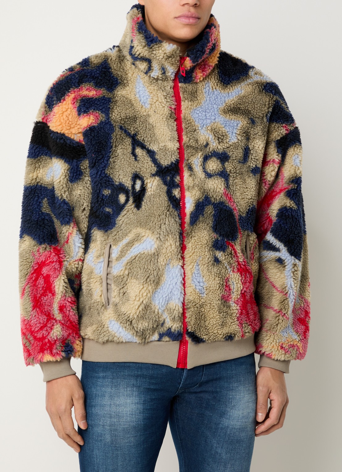 Diesel S-Luke jack van teddy met steekzakken en print - detail 4 donkerblauw