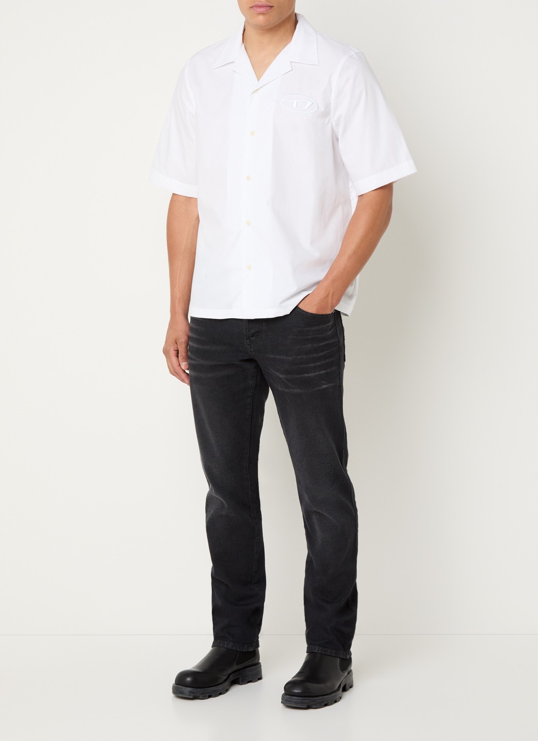 Diesel S-Mac-Pcal regular fit overhemd met logo - voorkant 2 wit
