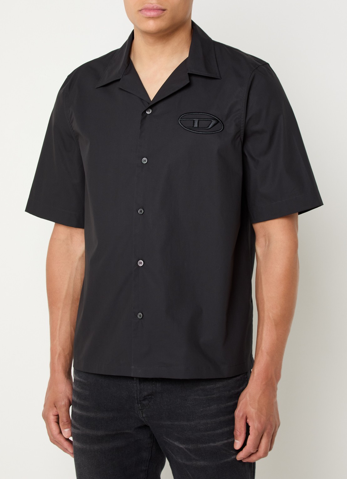 Diesel S-Mac-Pcal regular fit overhemd met logo - detail zwart