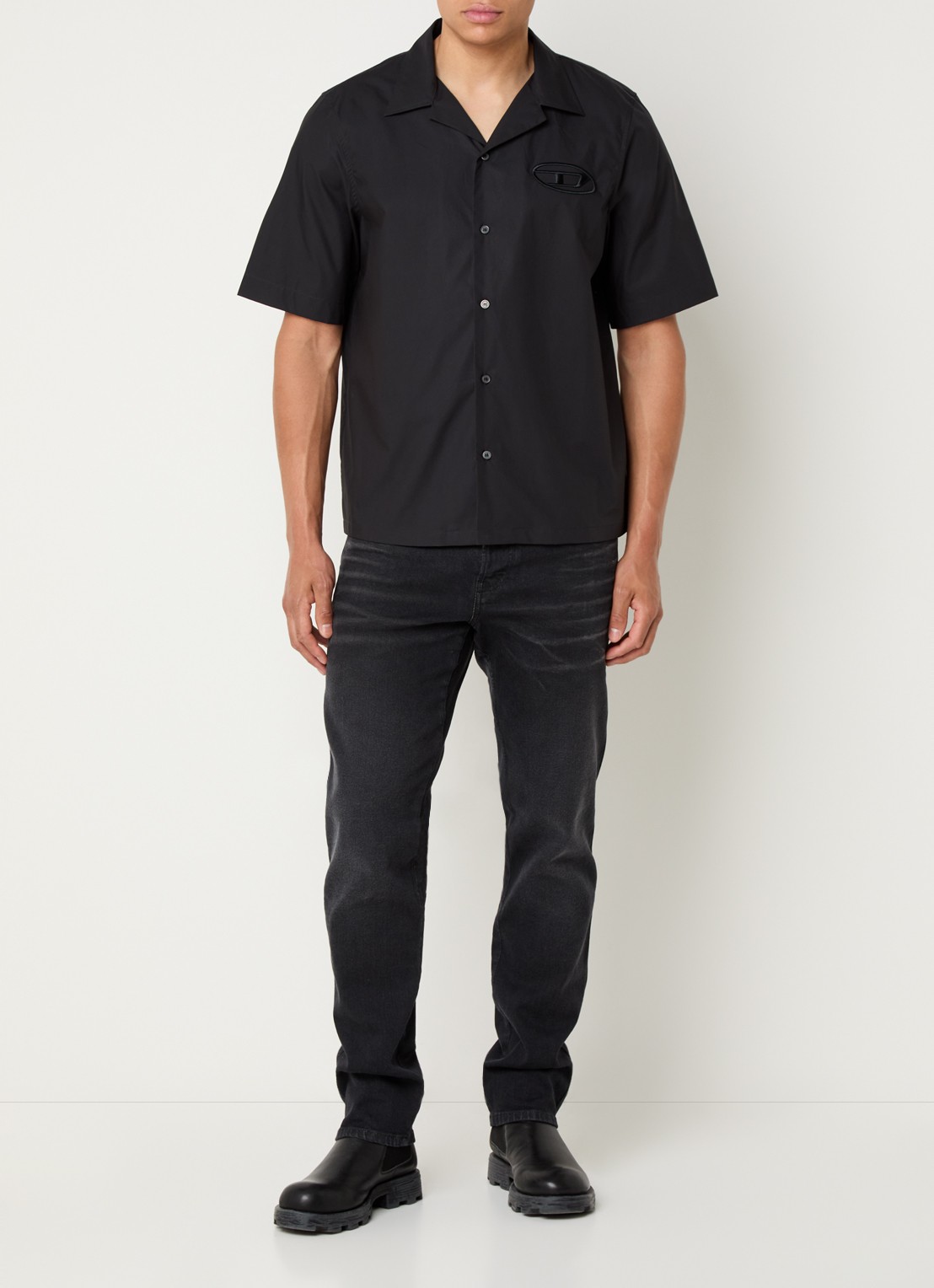 Diesel S-Mac-Pcal regular fit overhemd met logo - voorkant 4 zwart
