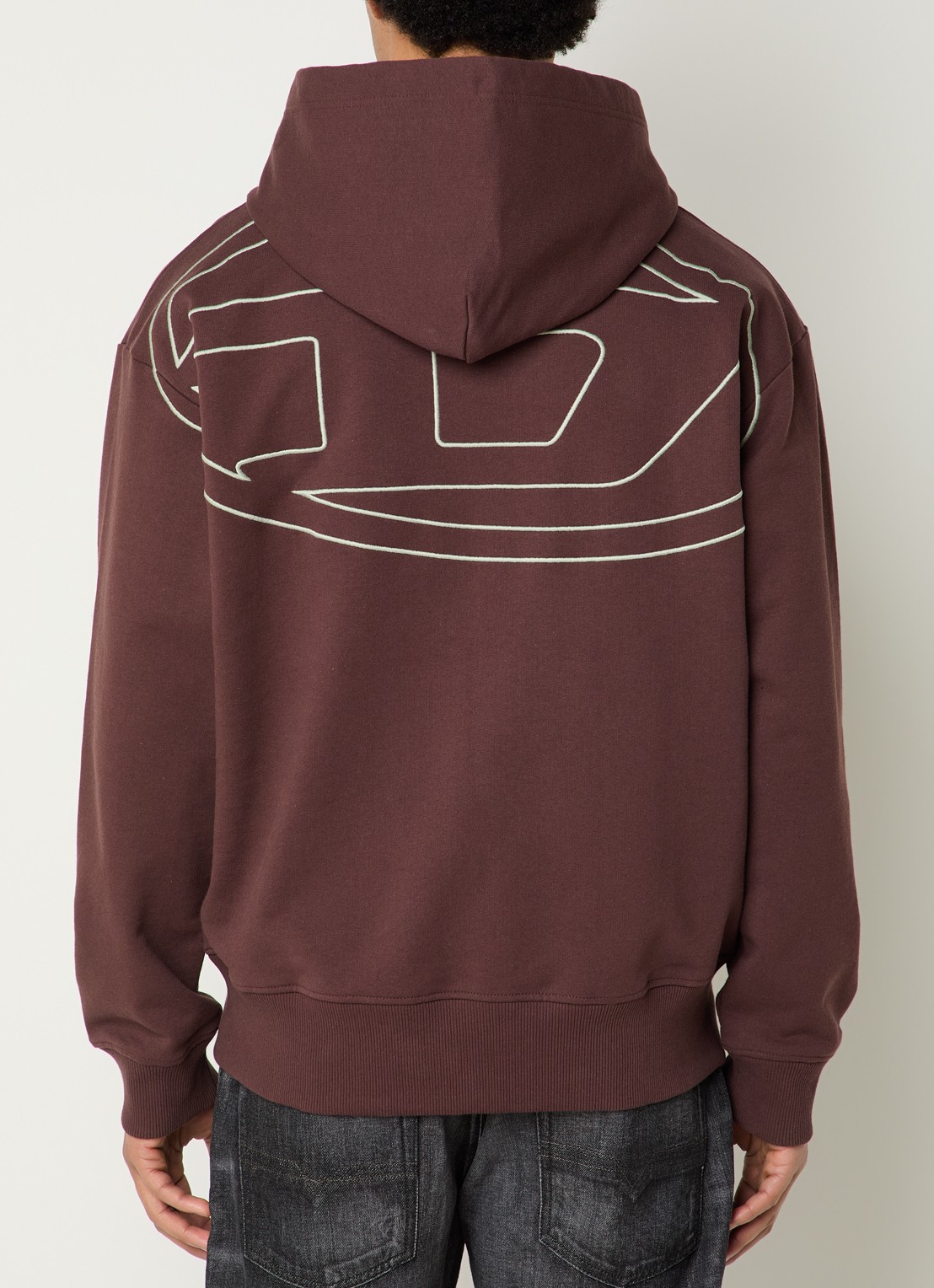 Diesel S-Macs-Hood hoodie met borduring - detail roodbruin
