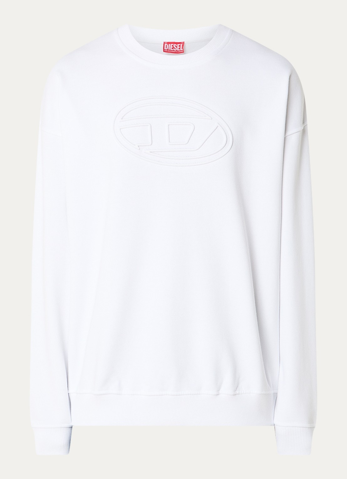 Diesel S-Mart-Bigoval sweater met 3D logoprint - voorkant wit