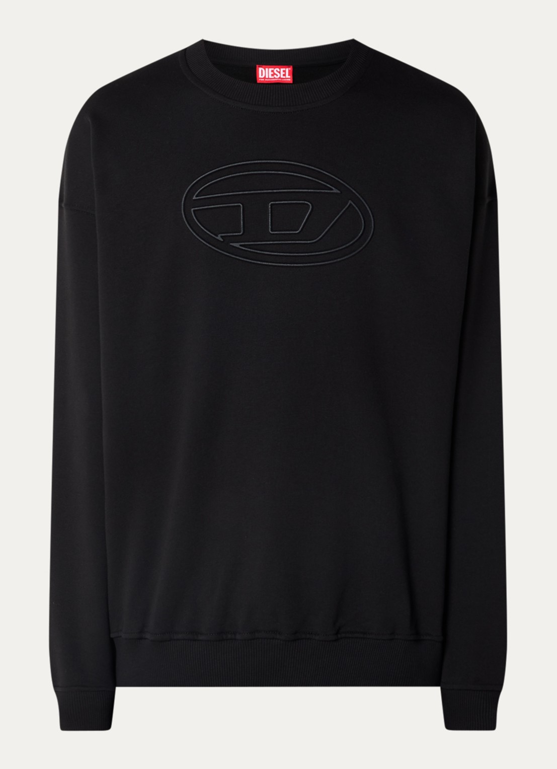 Diesel S-Mart-Bigoval sweater met 3D logoprint - voorkant 3 zwart