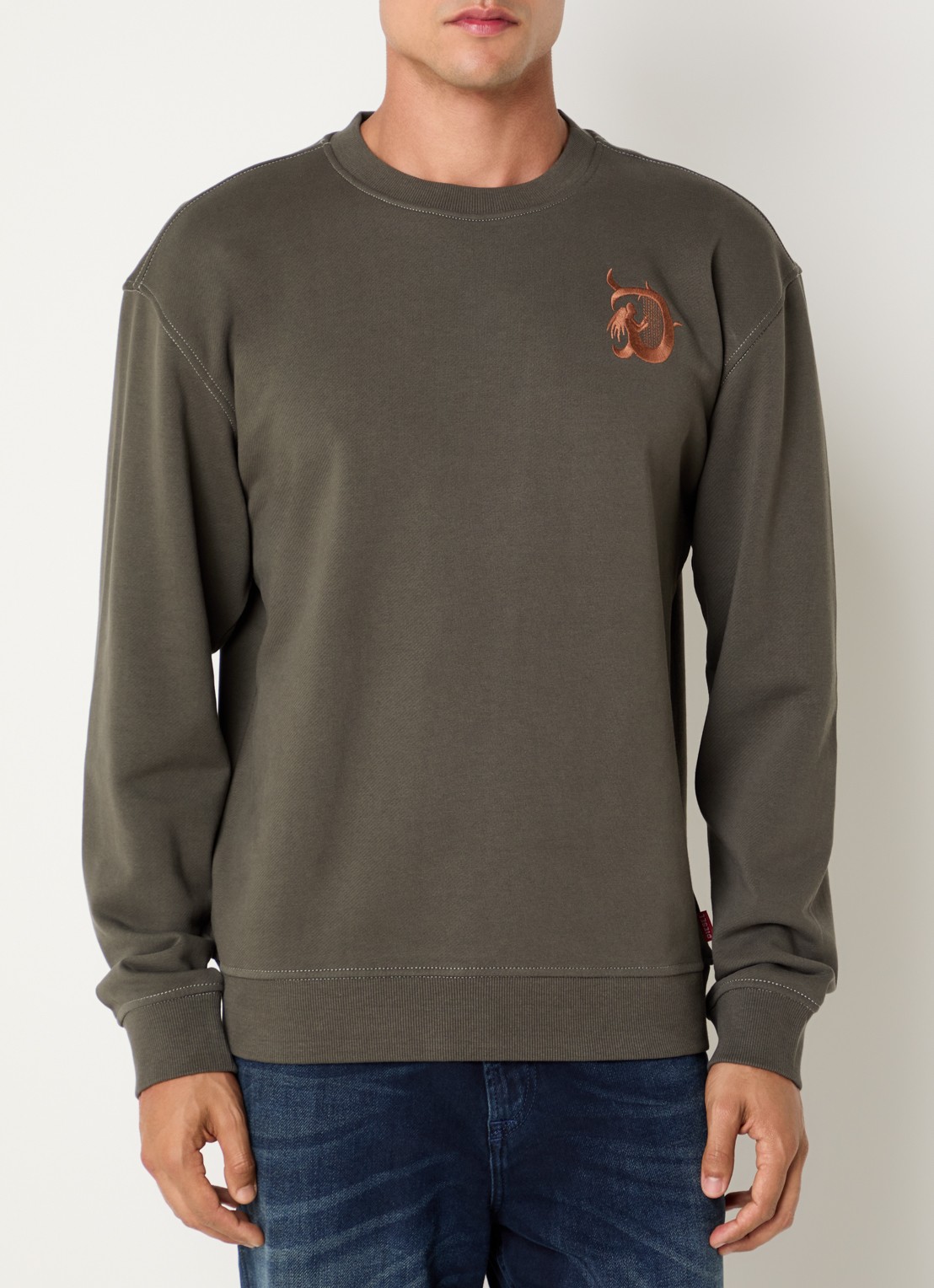 Diesel S-Norm-AA4 sweater met borduring en backprint - achterkant 4 bronsgroen
