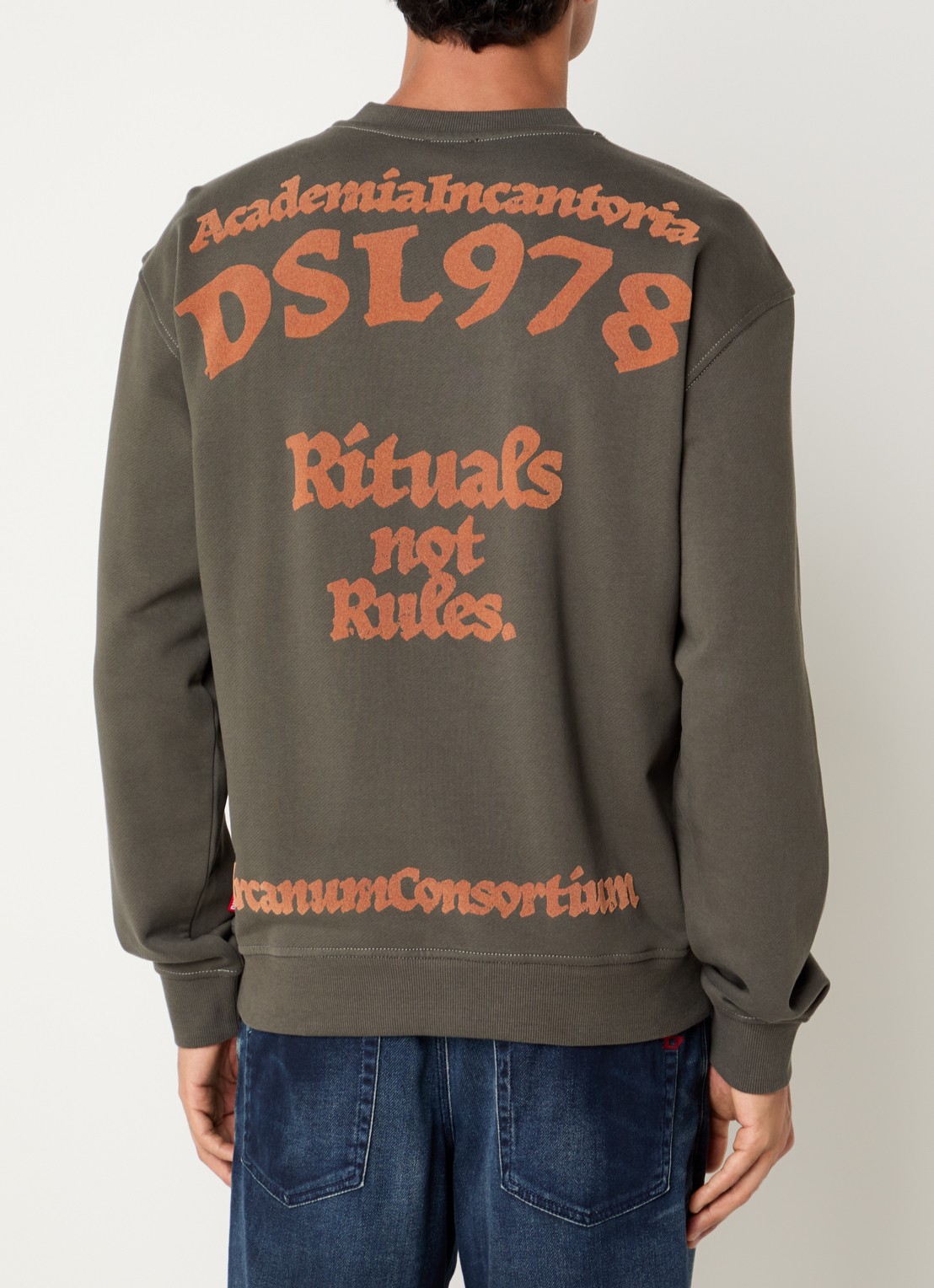 Diesel S-Norm-AA4 sweater met borduring en backprint - detail bronsgroen