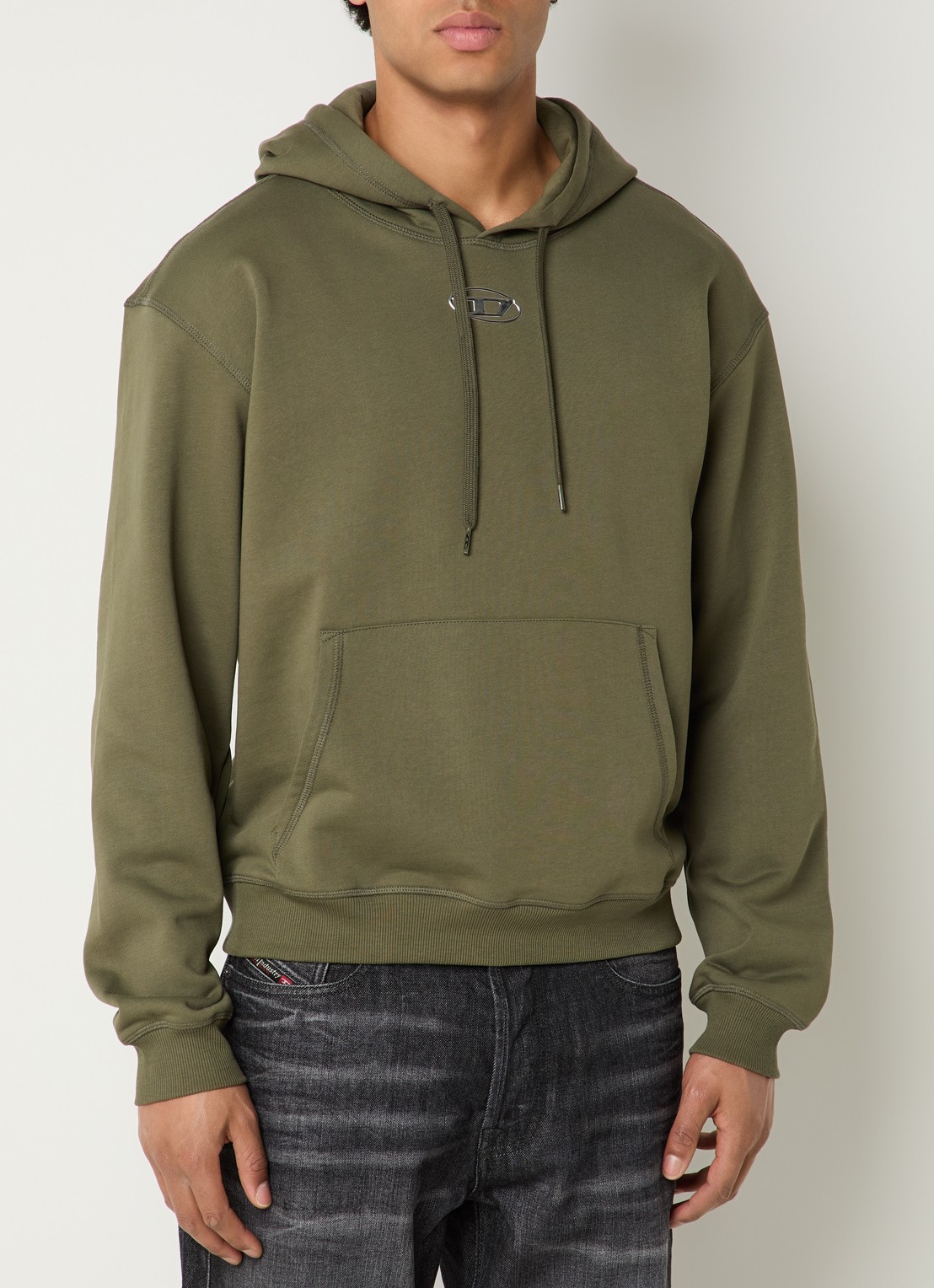 Diesel S-Norm-Hood hoodie met logo - detail bronsgroen