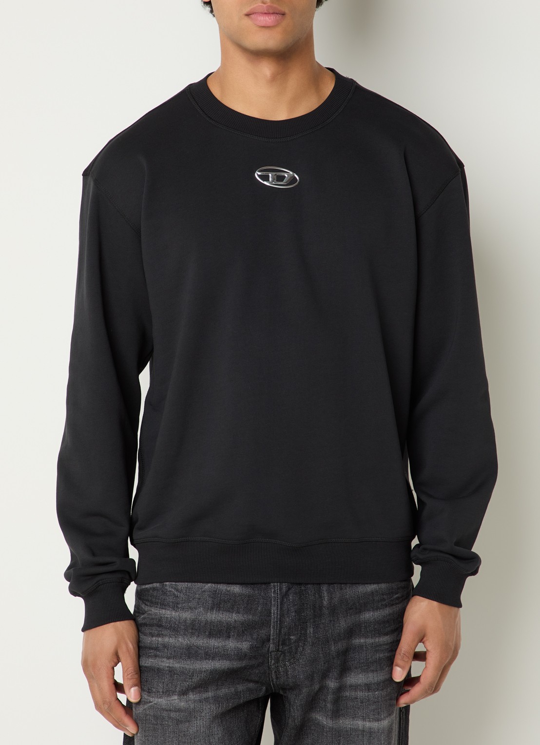 Diesel S-Norm-Iod sweater met logo - detail 4 zwart