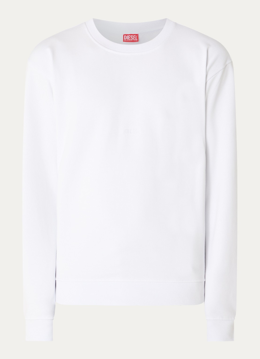 Diesel S-Norm sweater met logoborduring - voorkant 2 wit