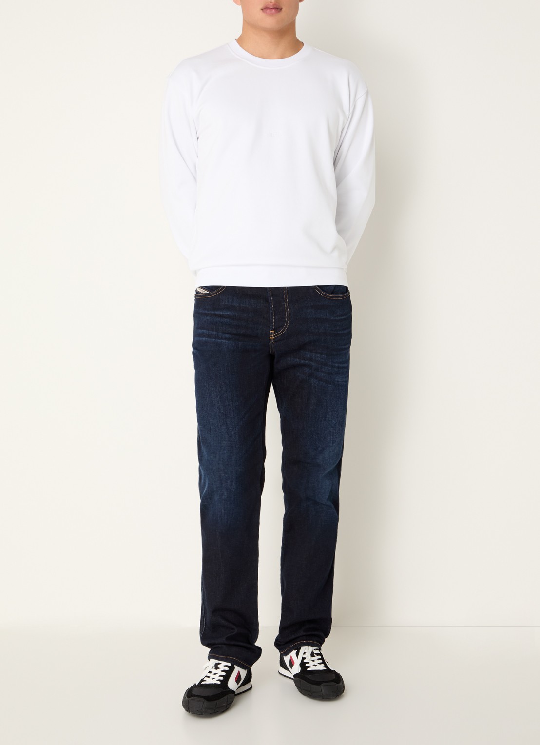 Diesel S-Norm sweater met logoborduring - voorkant 3 wit