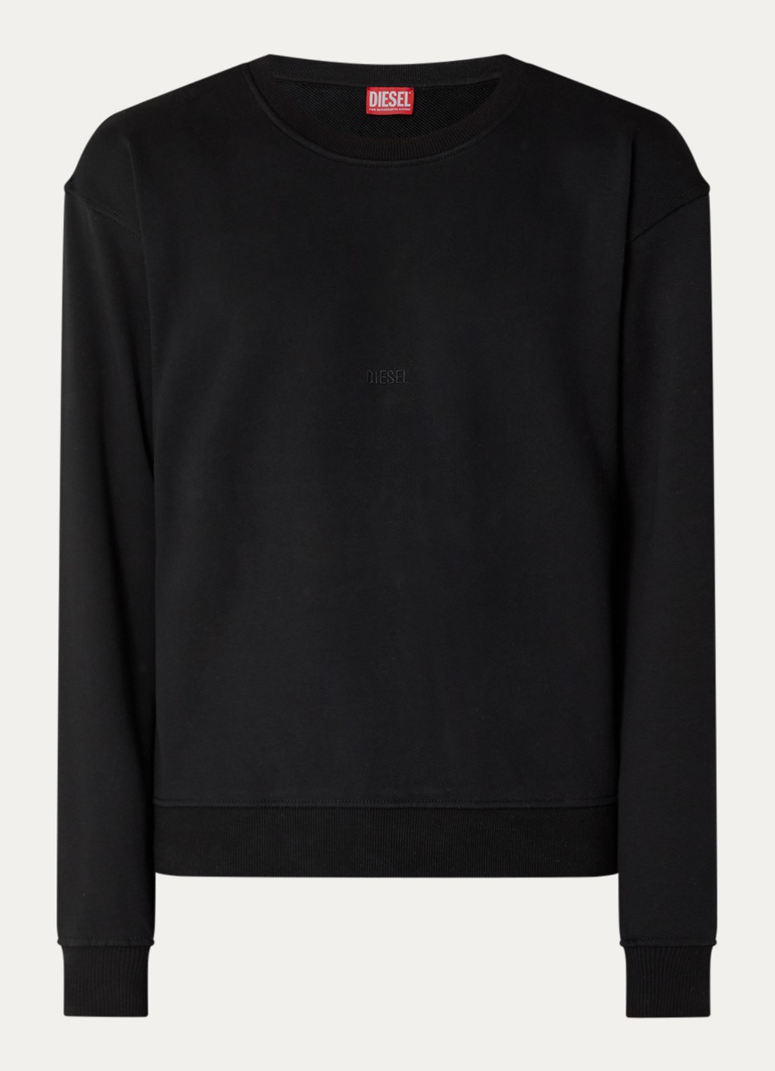 Diesel S-Norm sweater met logoborduring - voorkant zwart