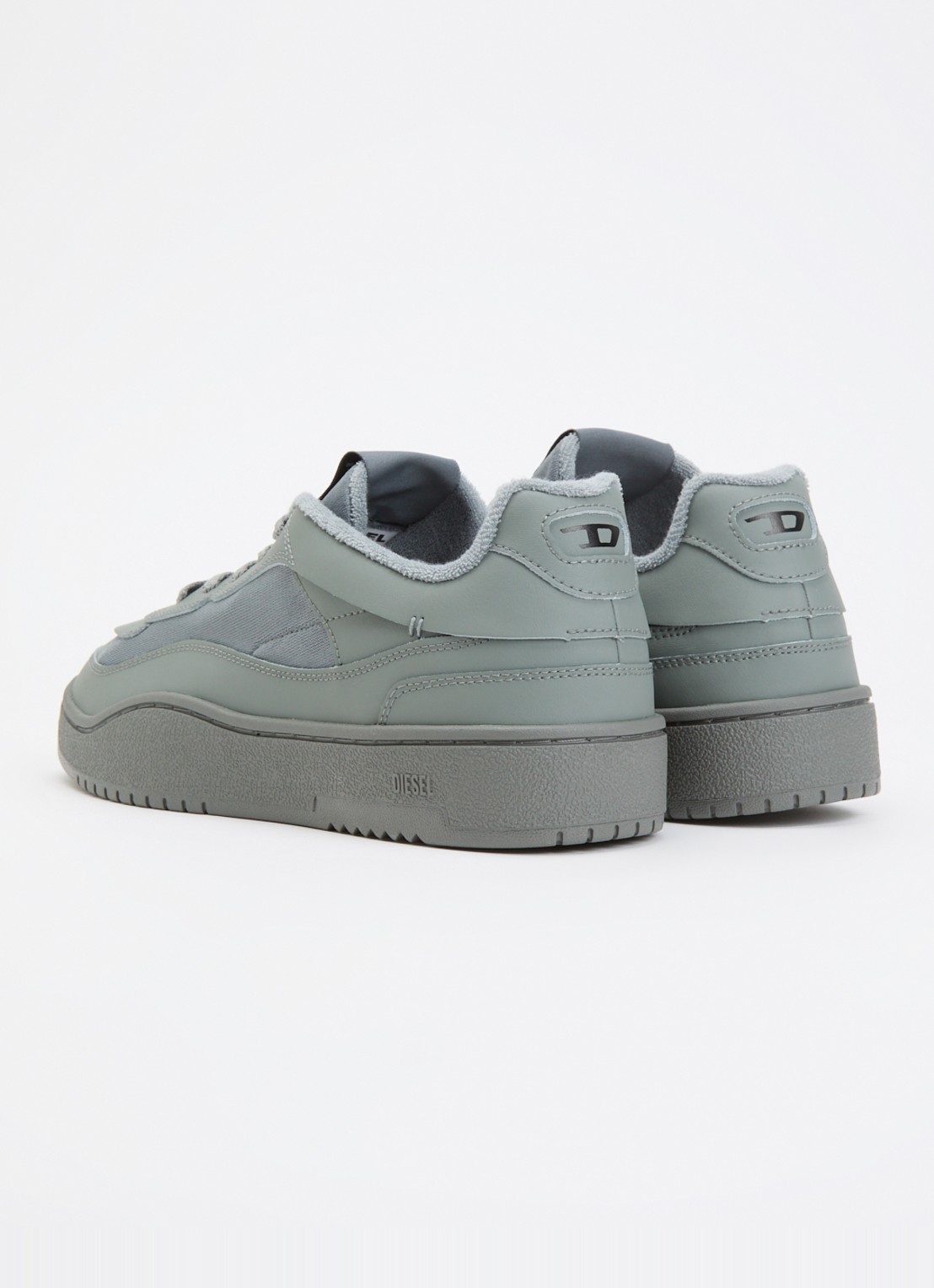 Diesel S-Oval Skate sneaker met leren details - achterkant grijs