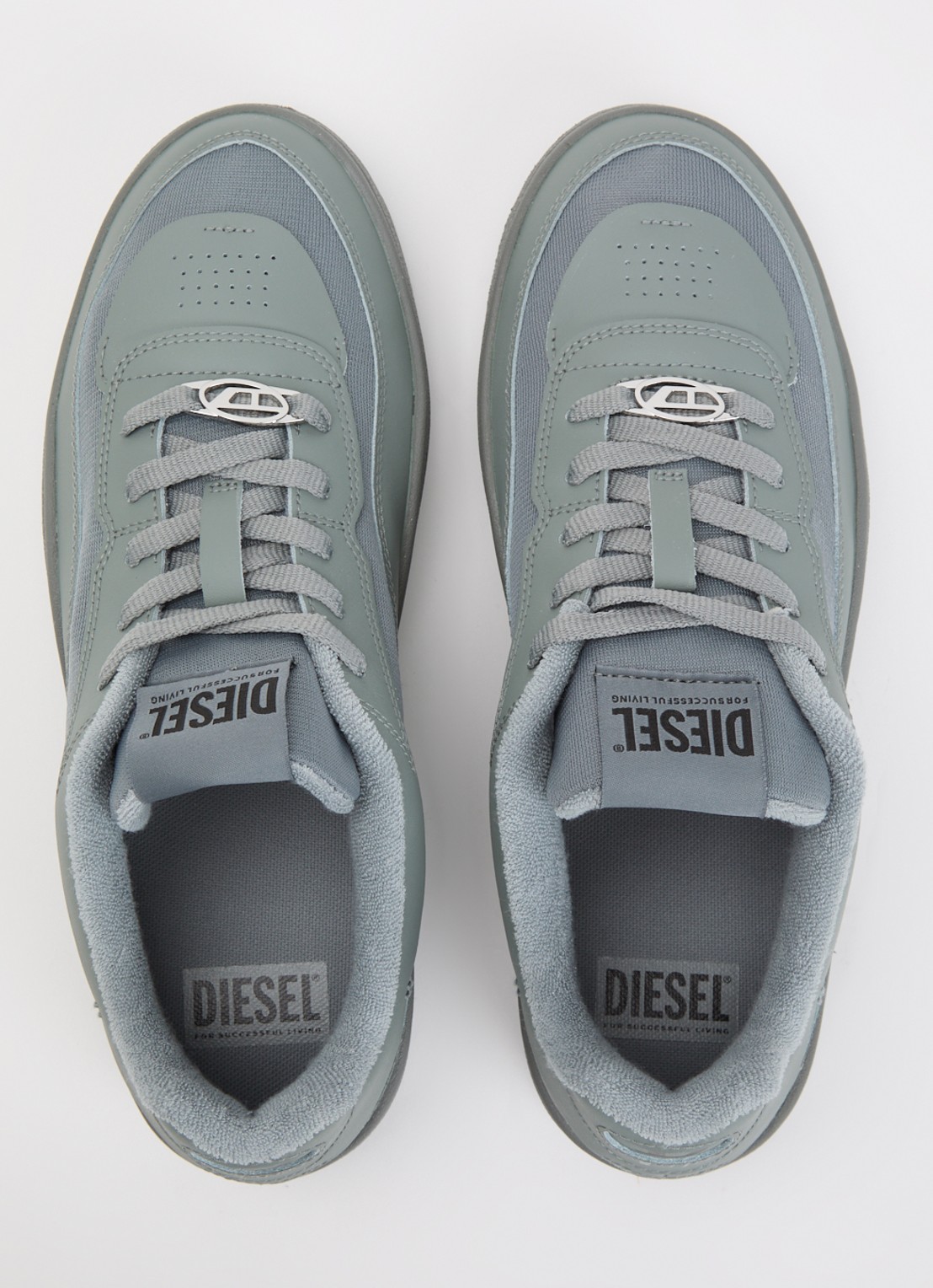 Diesel S-Oval Skate sneaker met leren details - detail 4 grijs
