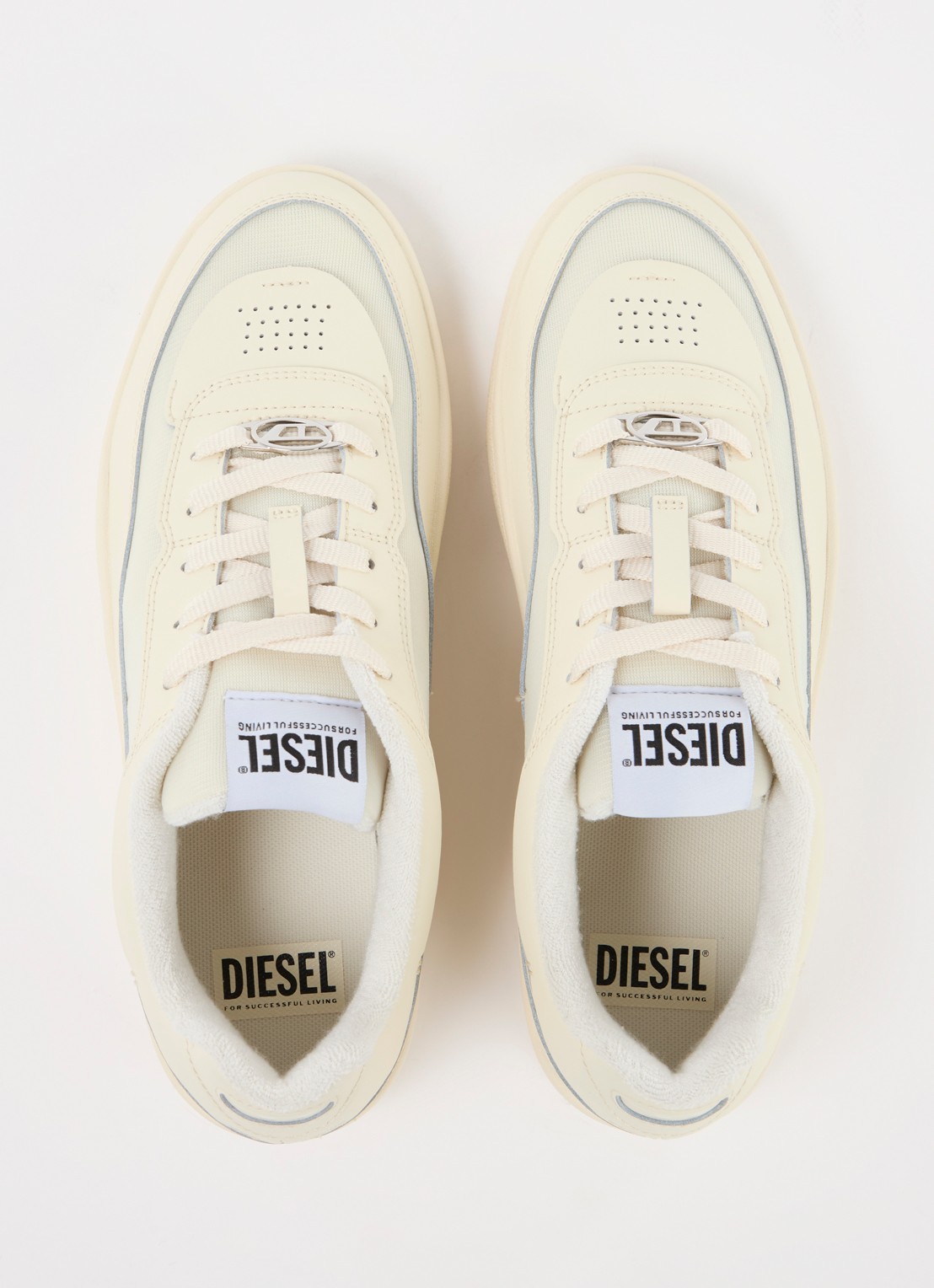 Diesel S-Oval Skate sneaker van leer met logo - detail 3 ivoor