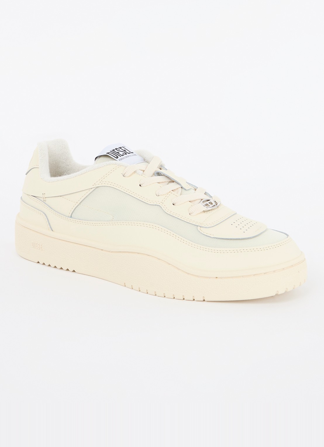 Diesel S-Oval Skate sneaker van leer met logo - voorkant ivoor