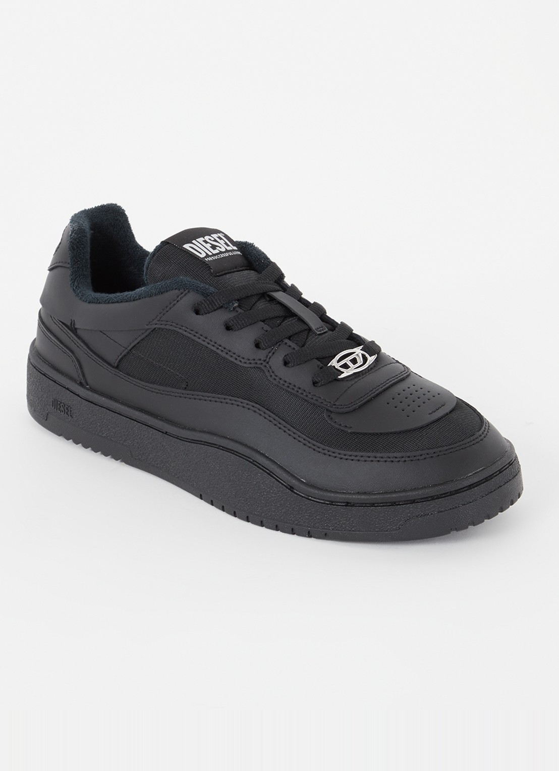 Diesel S-Oval sneaker met mesh details - voorkant 5 zwart