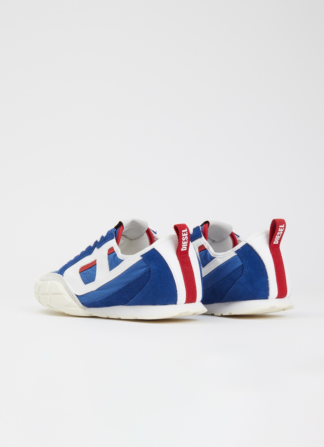 Diesel S-Pagodha Low sneaker van suède met leren details - achterkant 4 blauw
