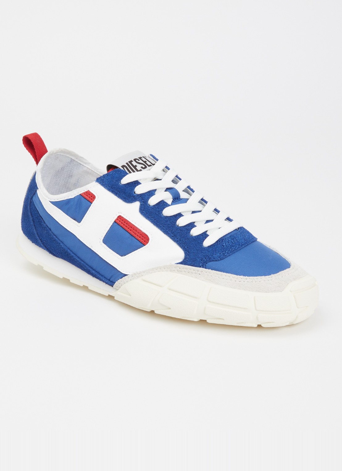 Diesel S-Pagodha Low sneaker van suède met leren details - voorkant 5 blauw