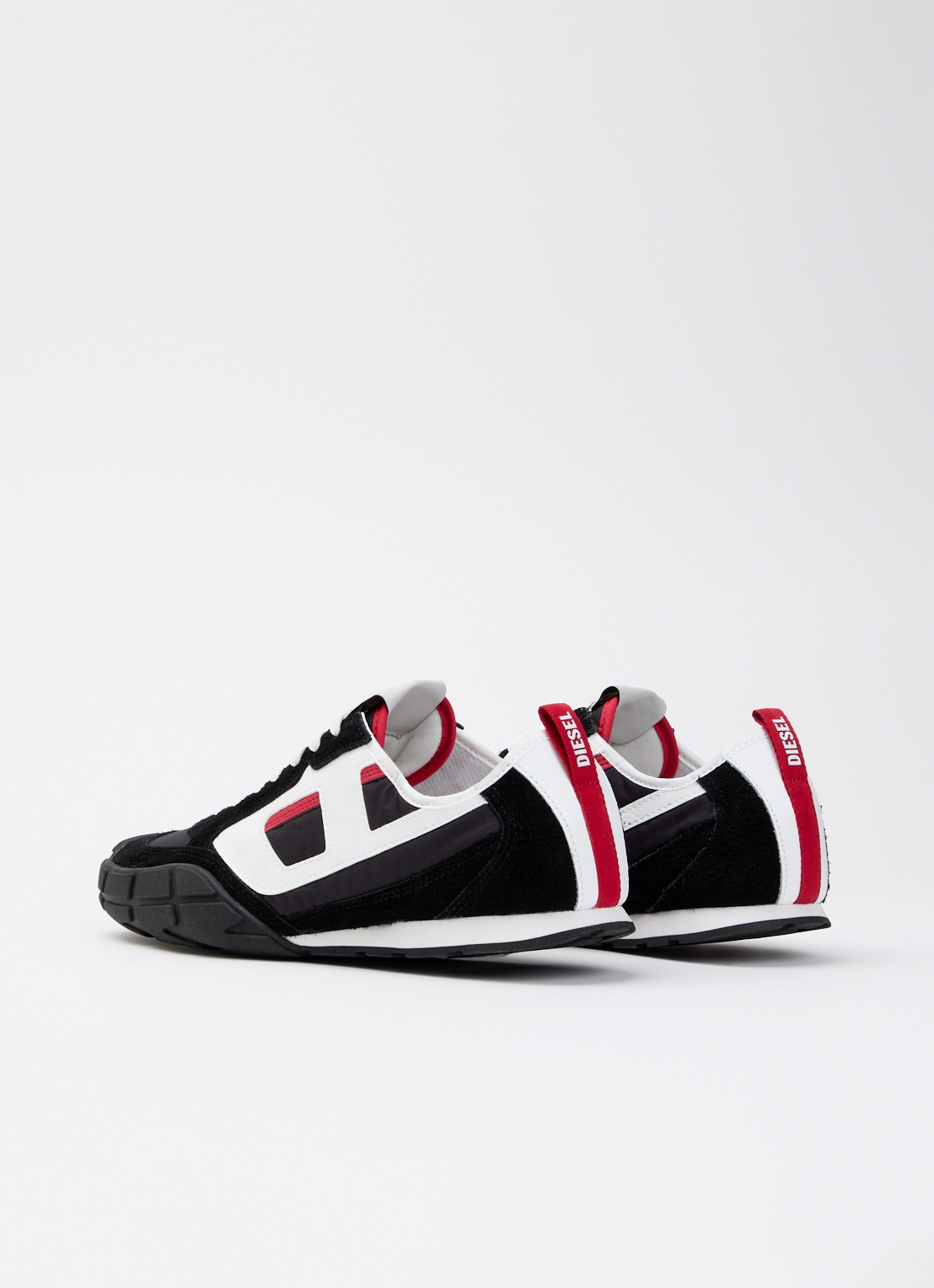 Diesel S-Pagodha Low sneaker van suède met leren details - achterkant 4 zwart