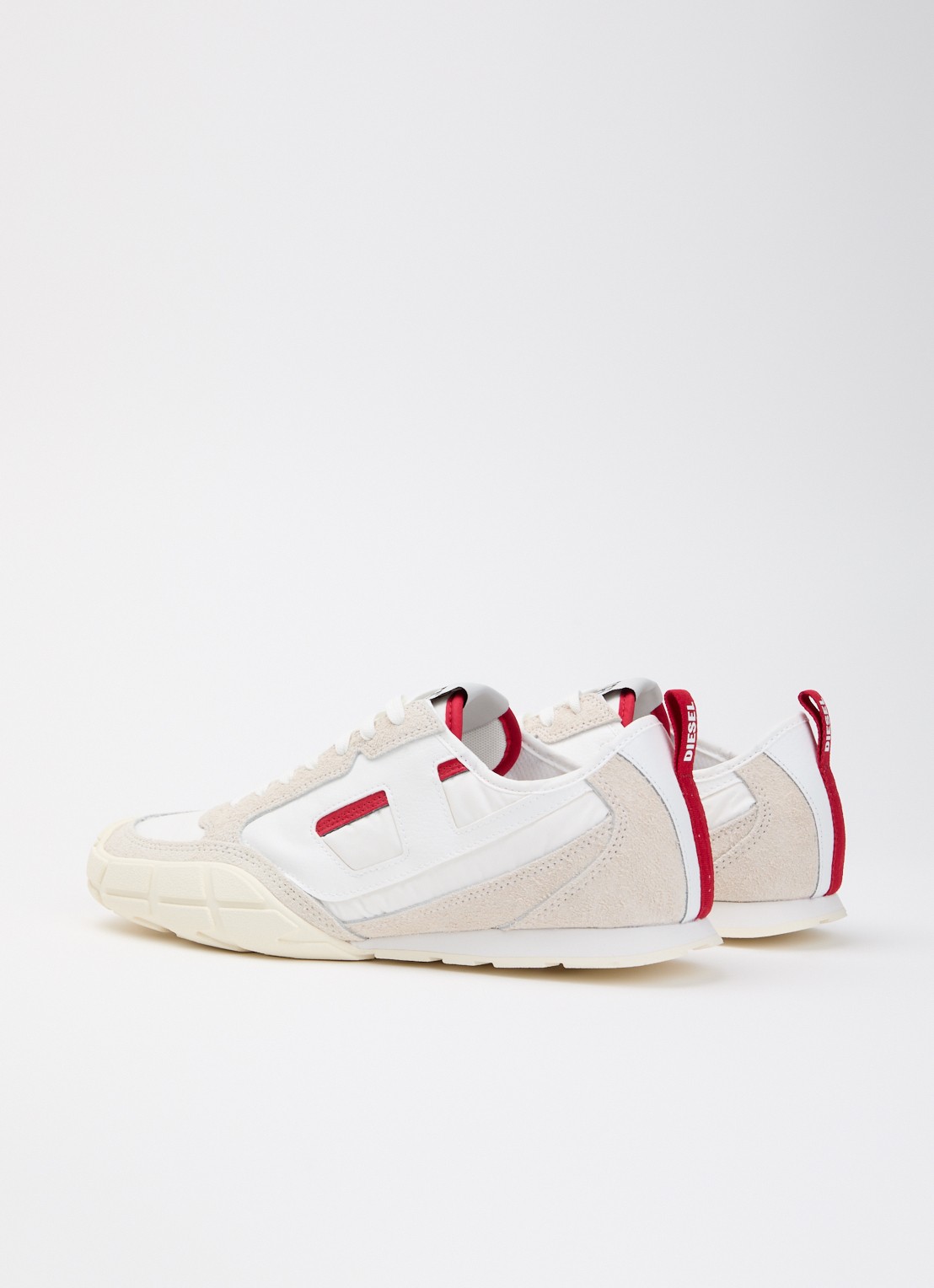 Diesel S-Pagodha Low sneaker van suède met leren details - achterkant 5 gebroken wit