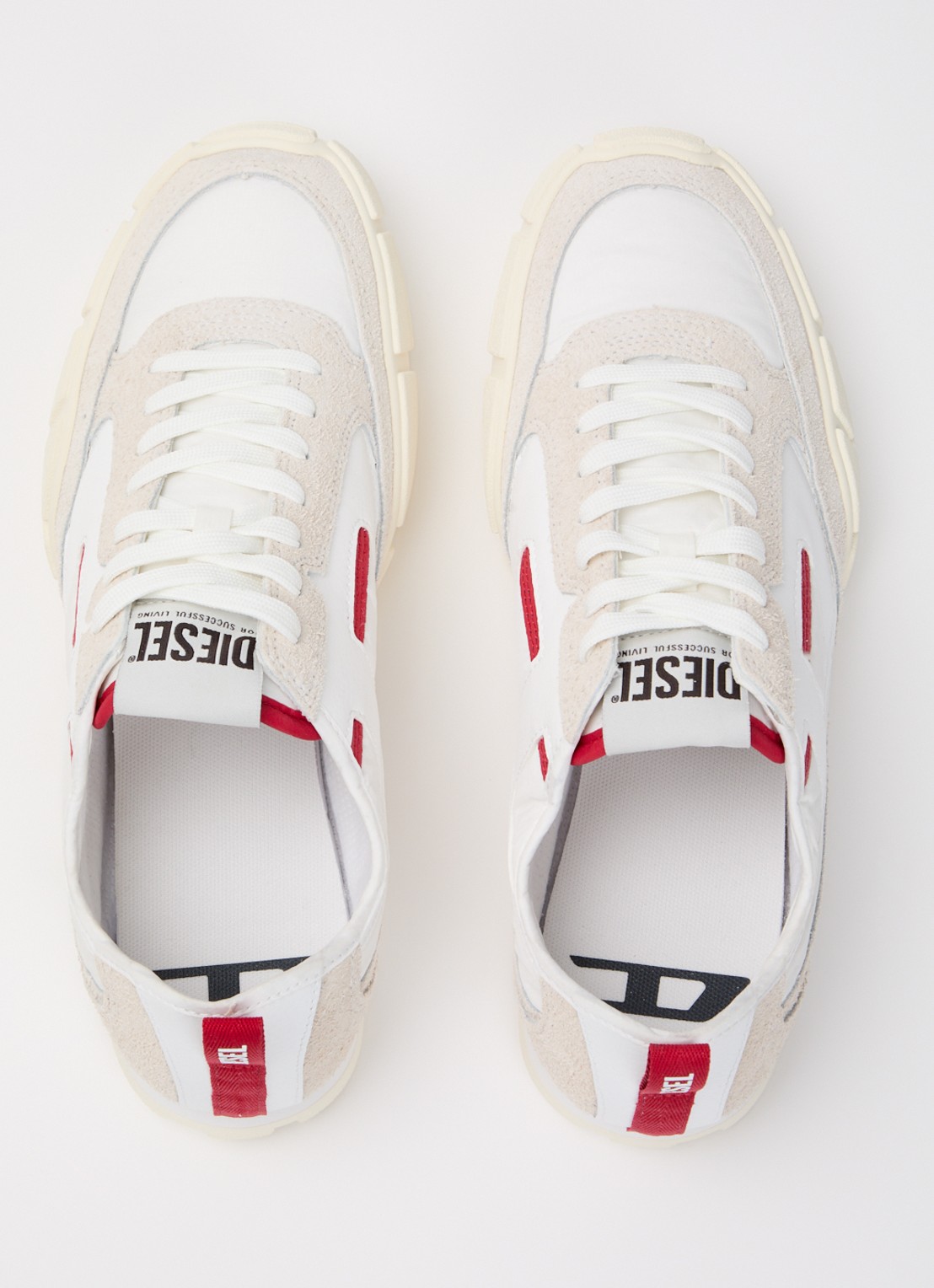 Diesel S-Pagodha Low sneaker van suède met leren details - detail 2 gebroken wit
