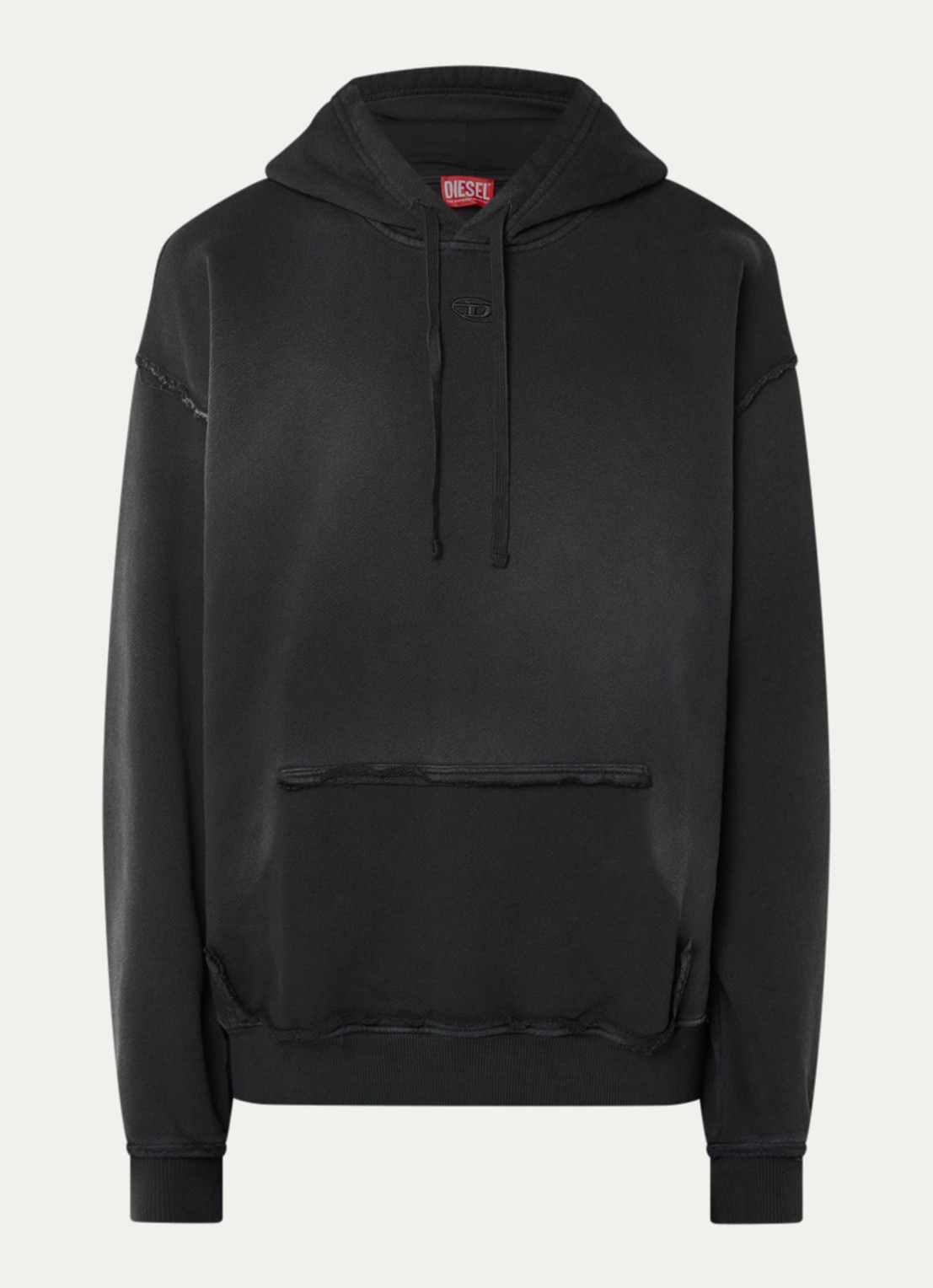 Diesel S-Pock-Hood hoodie met logoborduring - voorkant 4 antraciet