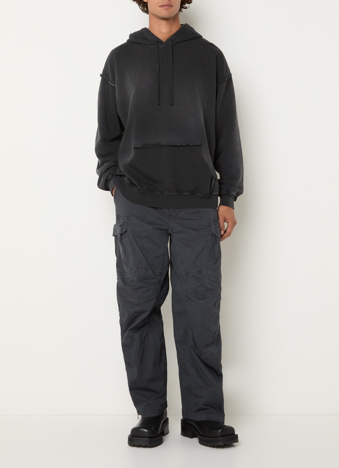 Diesel S-Pock-Hood hoodie met logoborduring - voorkant 5 antraciet