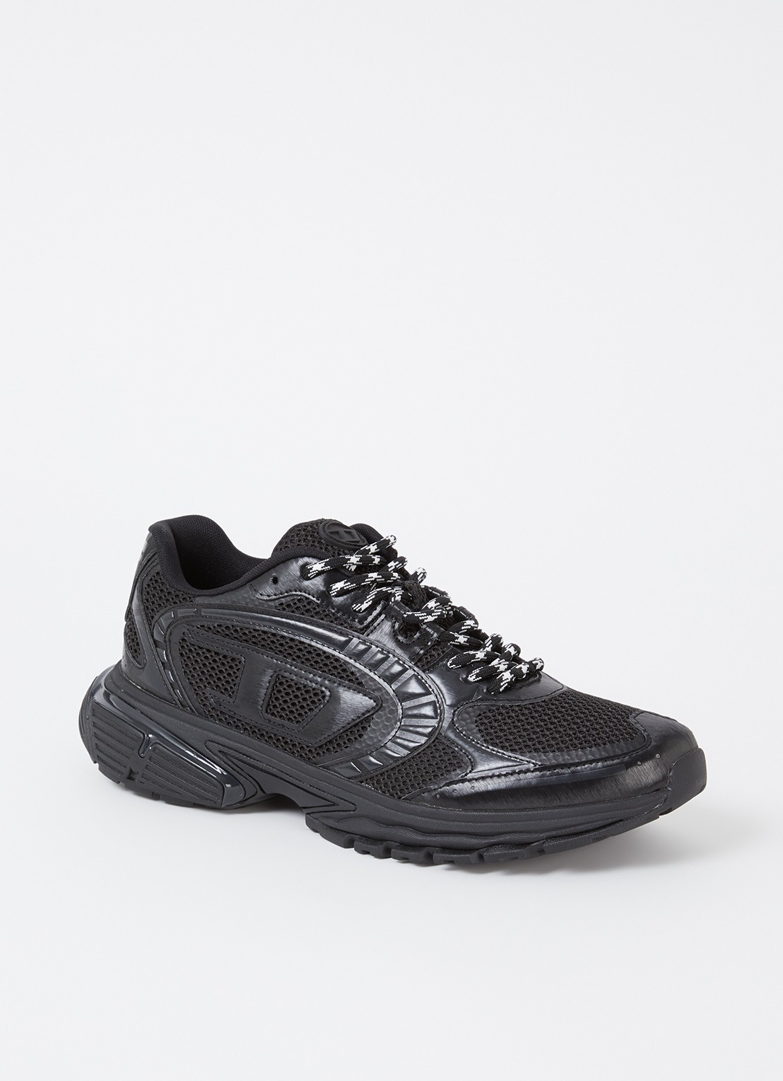 Diesel S-Pro-V-Dense Low sneaker met mesh details - voorkant zwart