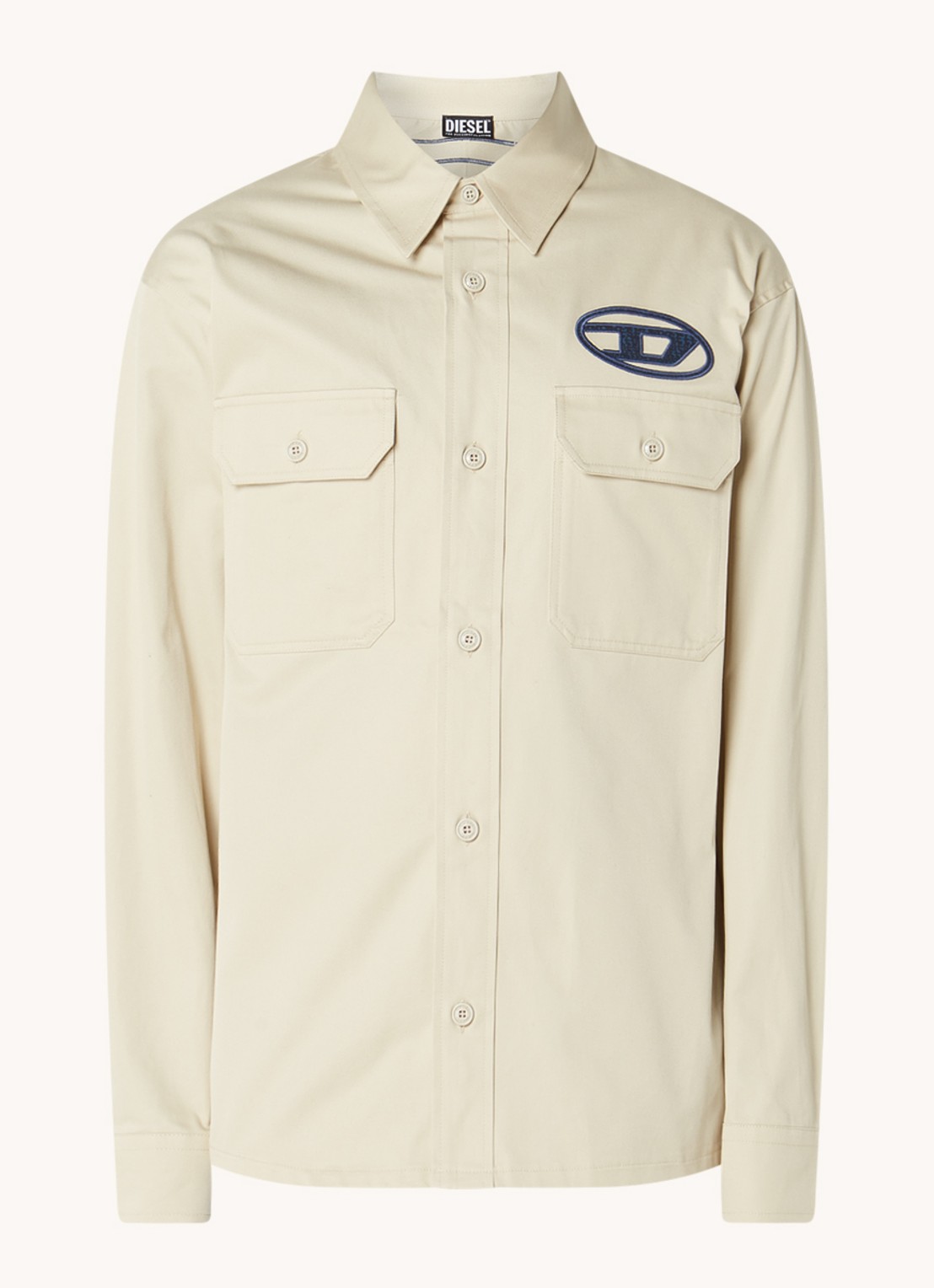 Diesel S-SAFFEL-MON overshirt met logo- en backprint - voorkant 3 creme