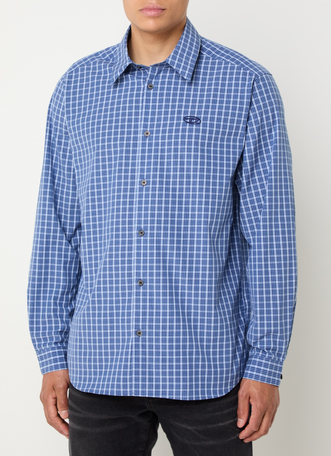 Diesel S-Simply-Dlbv regular fit overhemd met ruitdessin - detail blauw