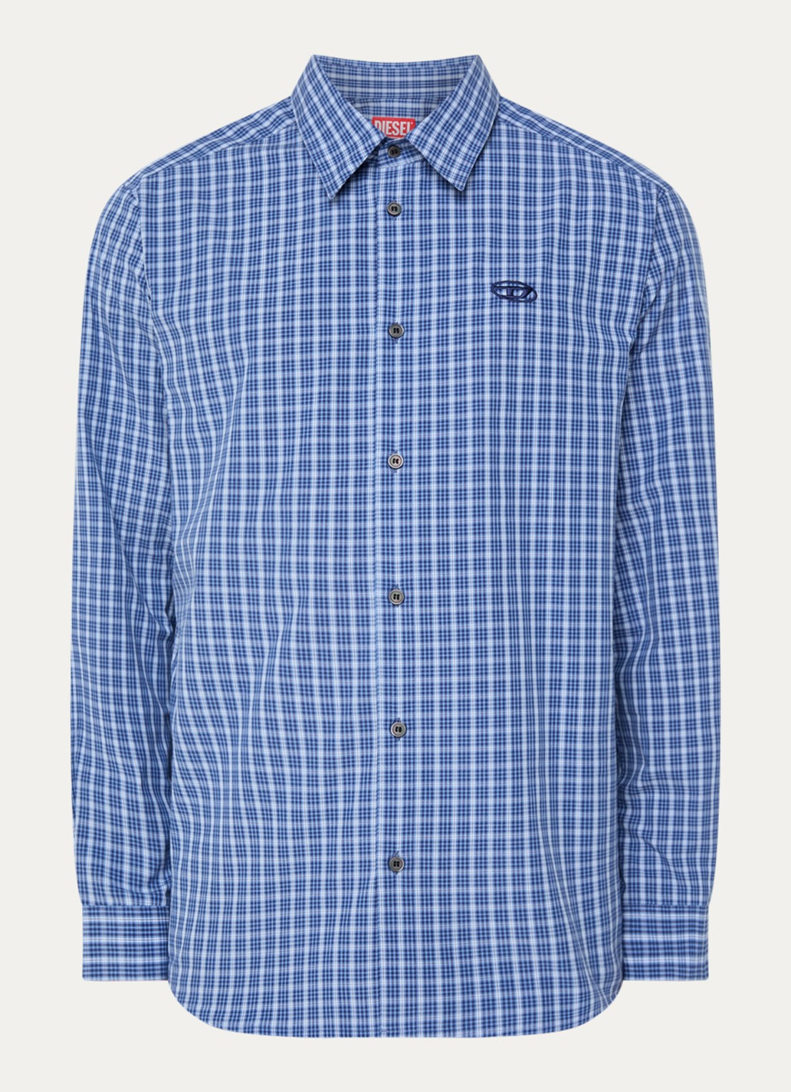 Diesel S-Simply-Dlbv regular fit overhemd met ruitdessin - voorkant 2 blauw