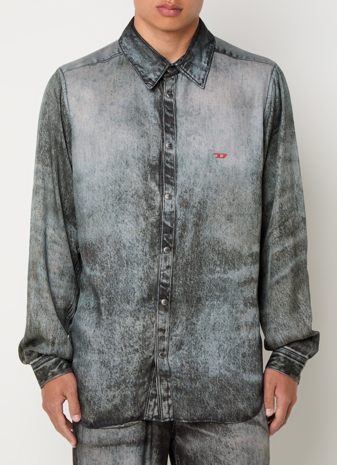 Diesel S-Simply regular fit overhemd met logo - detail 3 antraciet