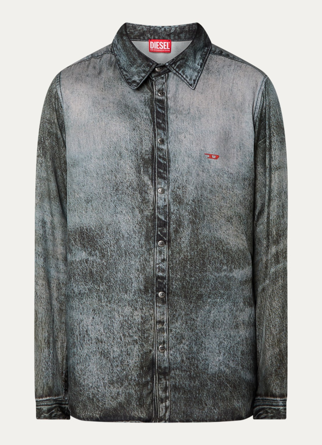 Diesel S-Simply regular fit overhemd met logo - voorkant antraciet