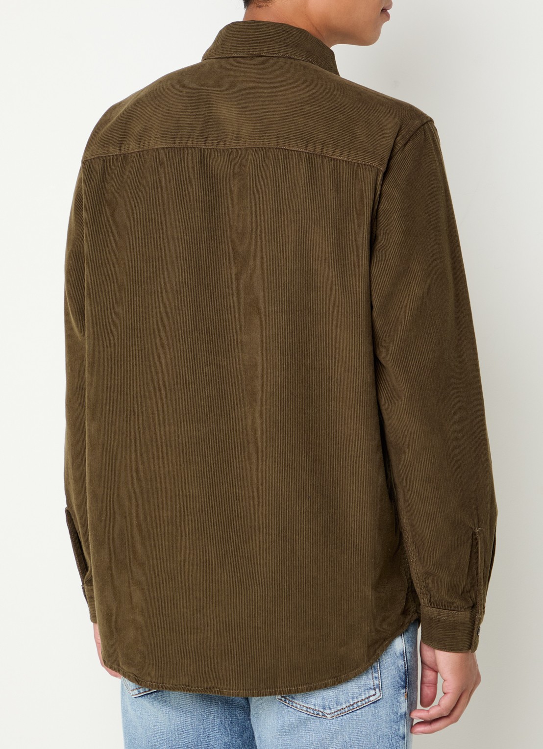 Diesel S-Simply regular fit overhemd van corduroy - achterkant 4 mosgroen