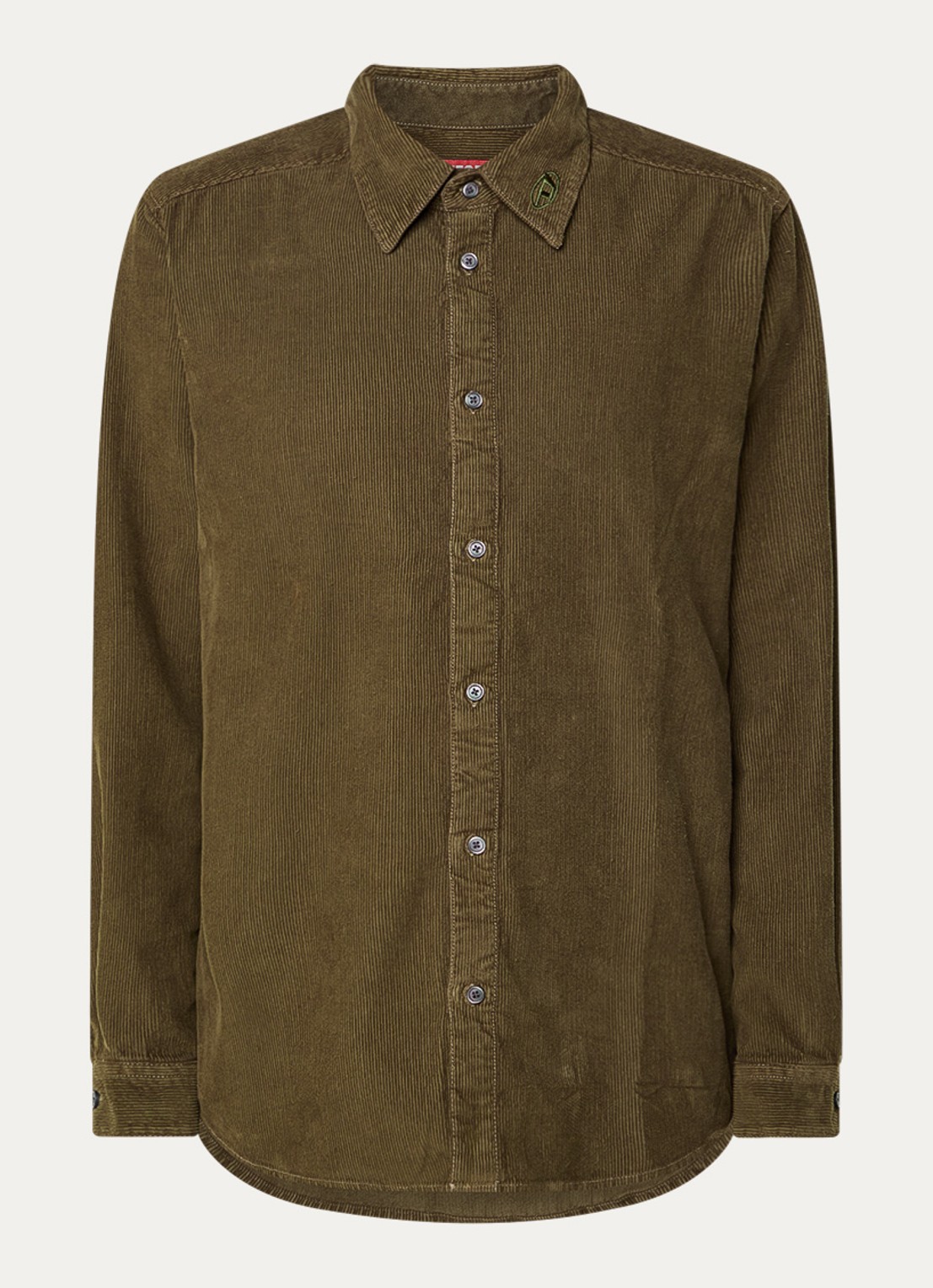 Diesel S-Simply regular fit overhemd van corduroy - voorkant 2 mosgroen