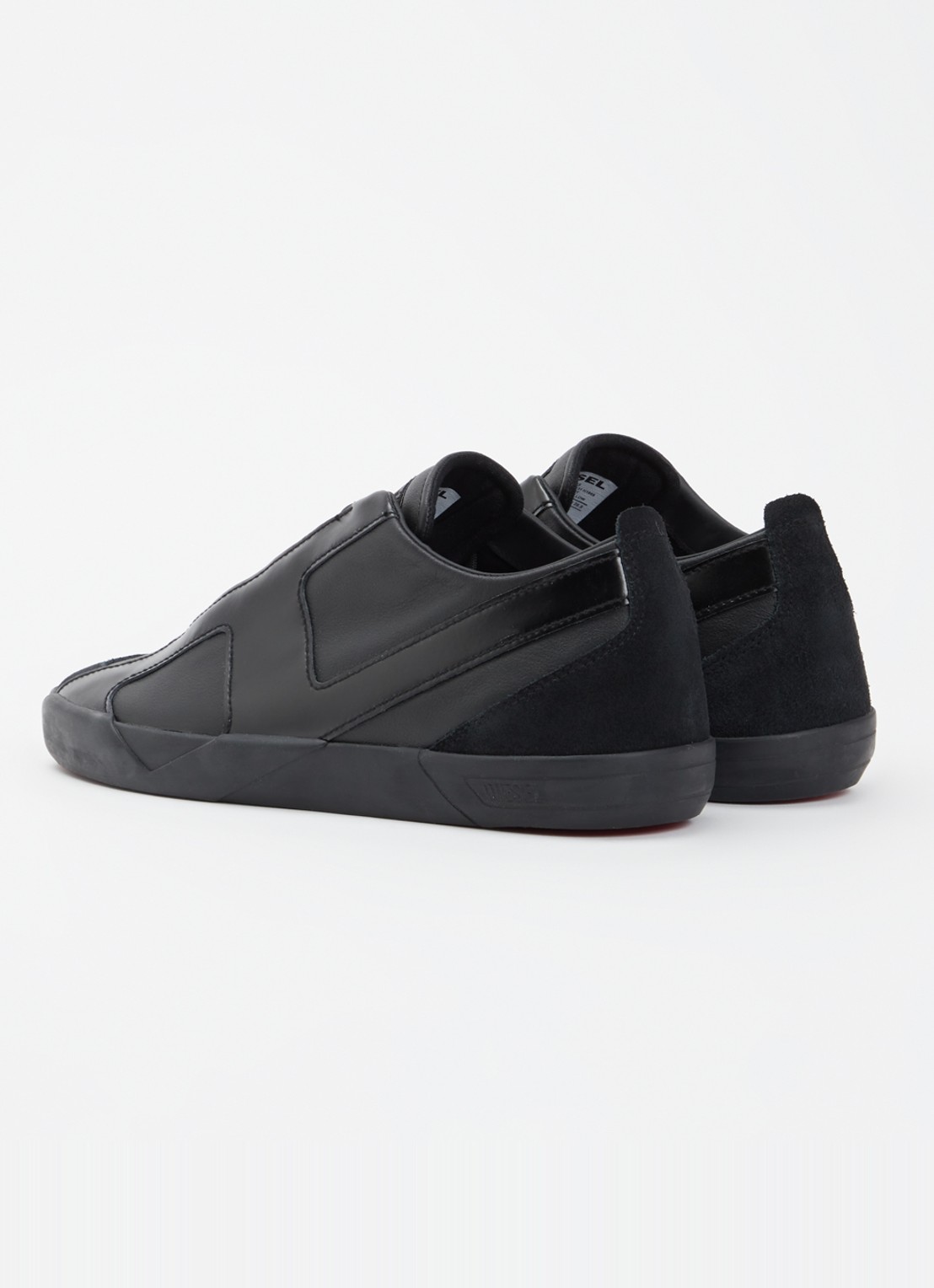 Diesel S-Slante-D sneaker van leer met suède details - achterkant 5 zwart