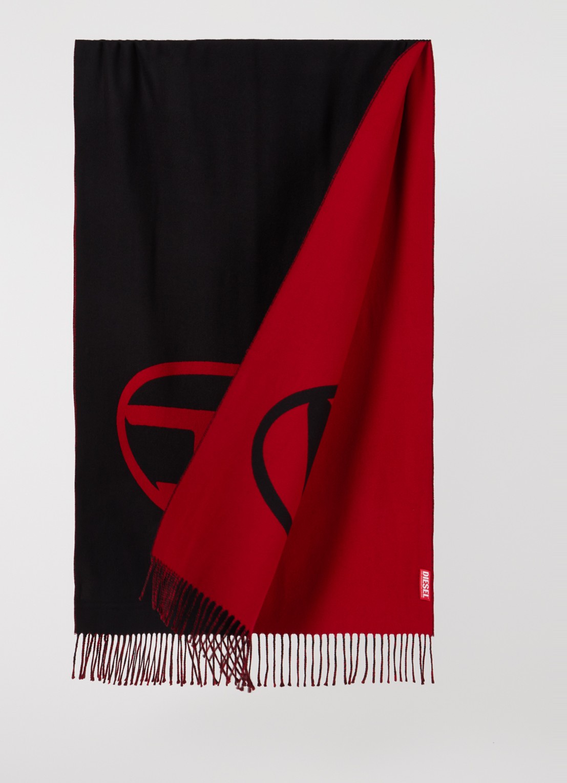 Diesel S-Tevie sjaal in wolblend 185 x 65 cm  - detail zwart