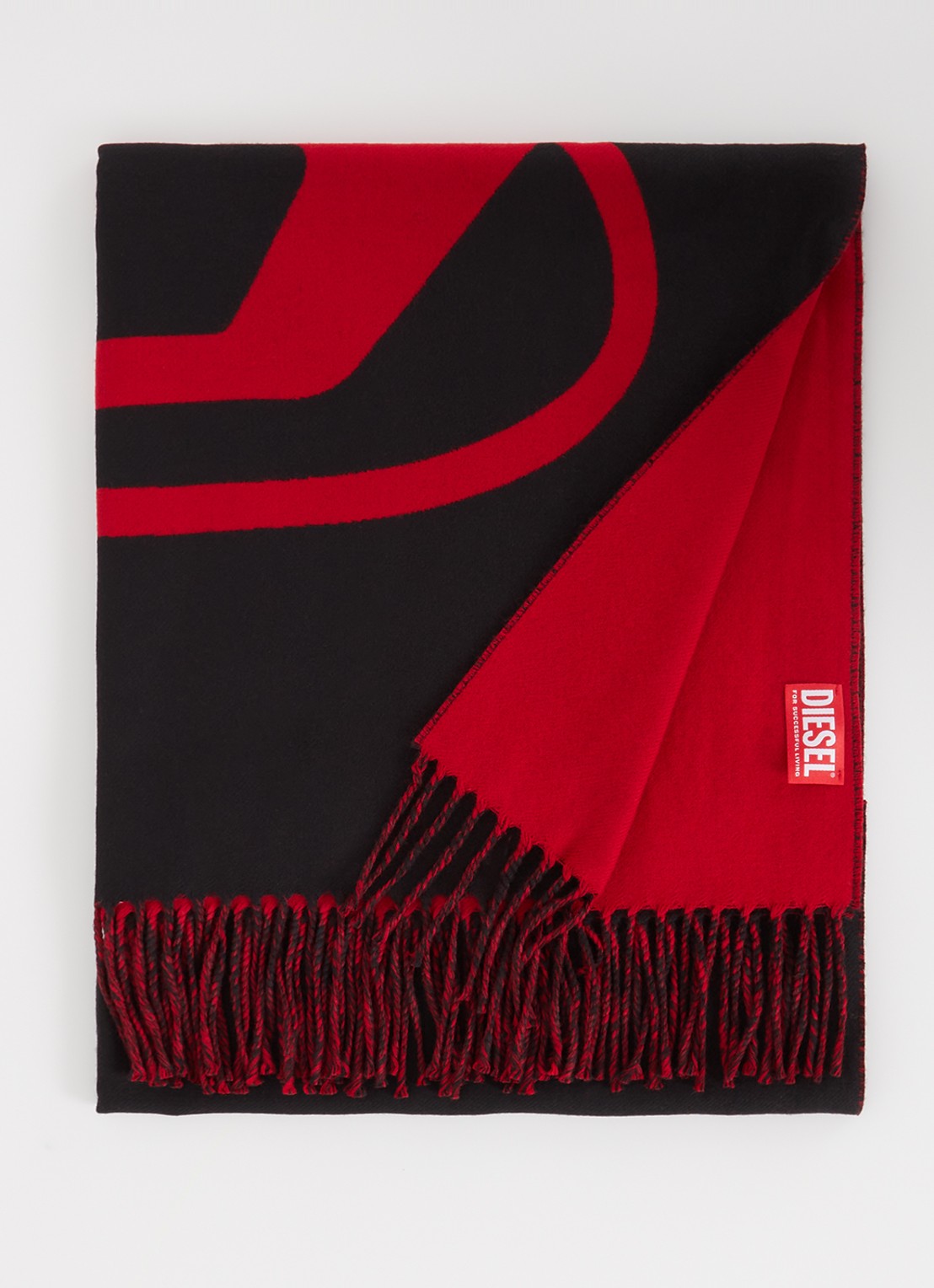 Diesel S-Tevie sjaal in wolblend 185 x 65 cm  - voorkant 3 zwart