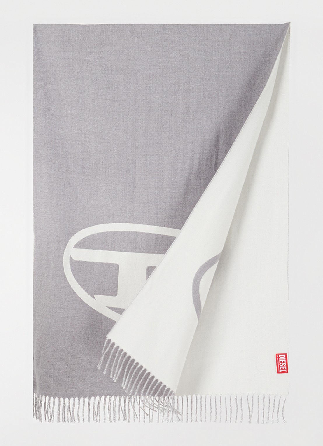Diesel S-Tevie sjaal in wolblend met logo 185 x 65 cm - detail 2 grijs