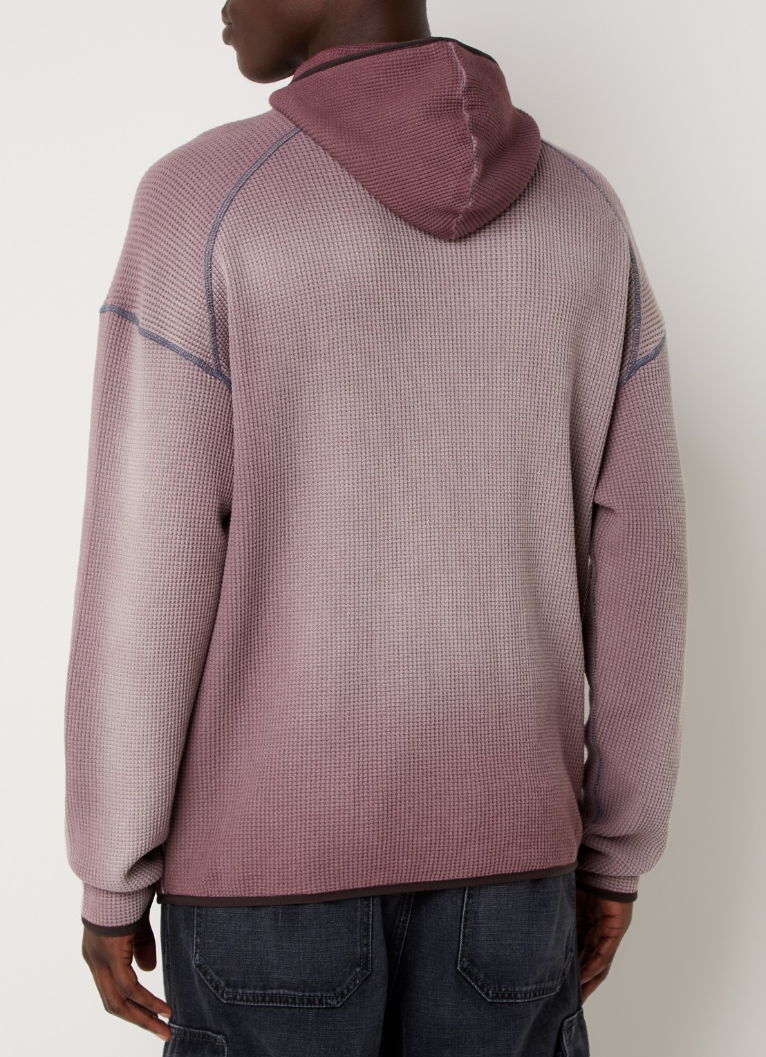 Diesel S-Waf hoodie met ribstructuur en print - achterkant 4 oudroze