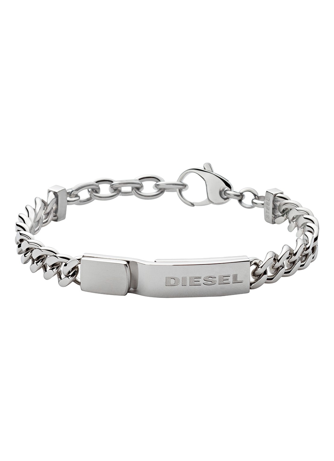 Diesel Schakelarmband met logo DX0966040 - voorkant zilver