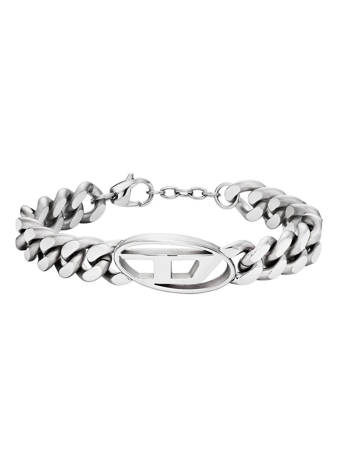 Diesel Schakelarmband met logo DX1432040 - voorkant zilver