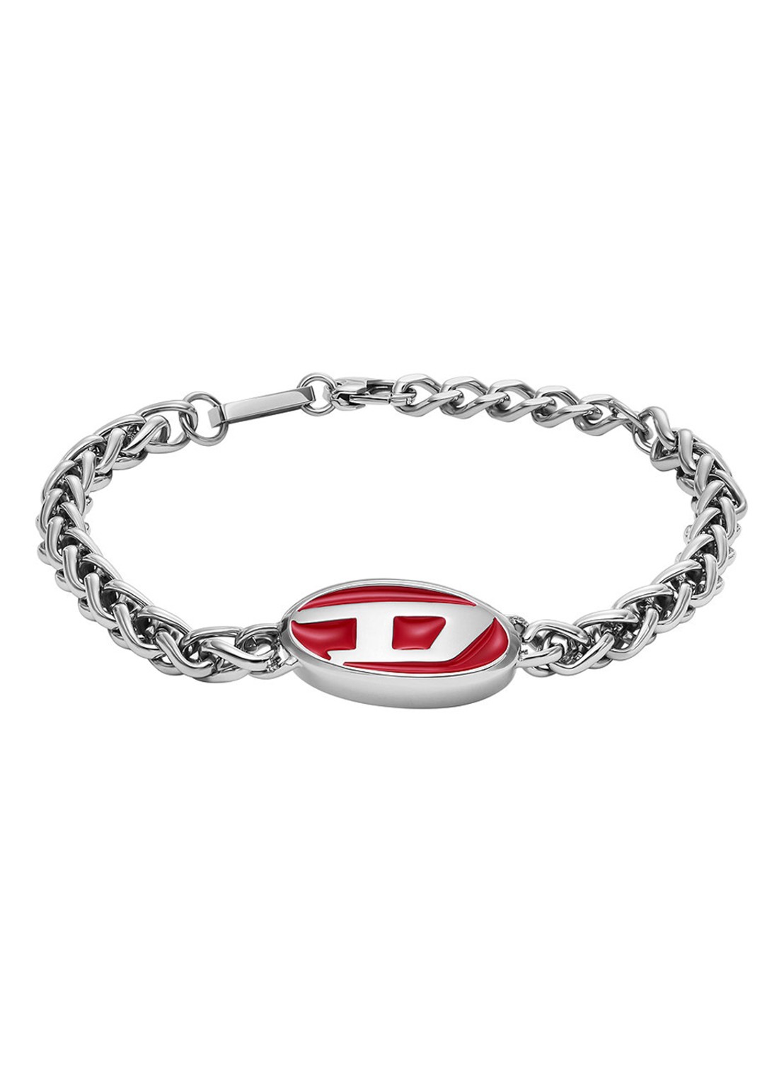 Diesel Schakelarmband met logo DX1445040 - voorkant zilver