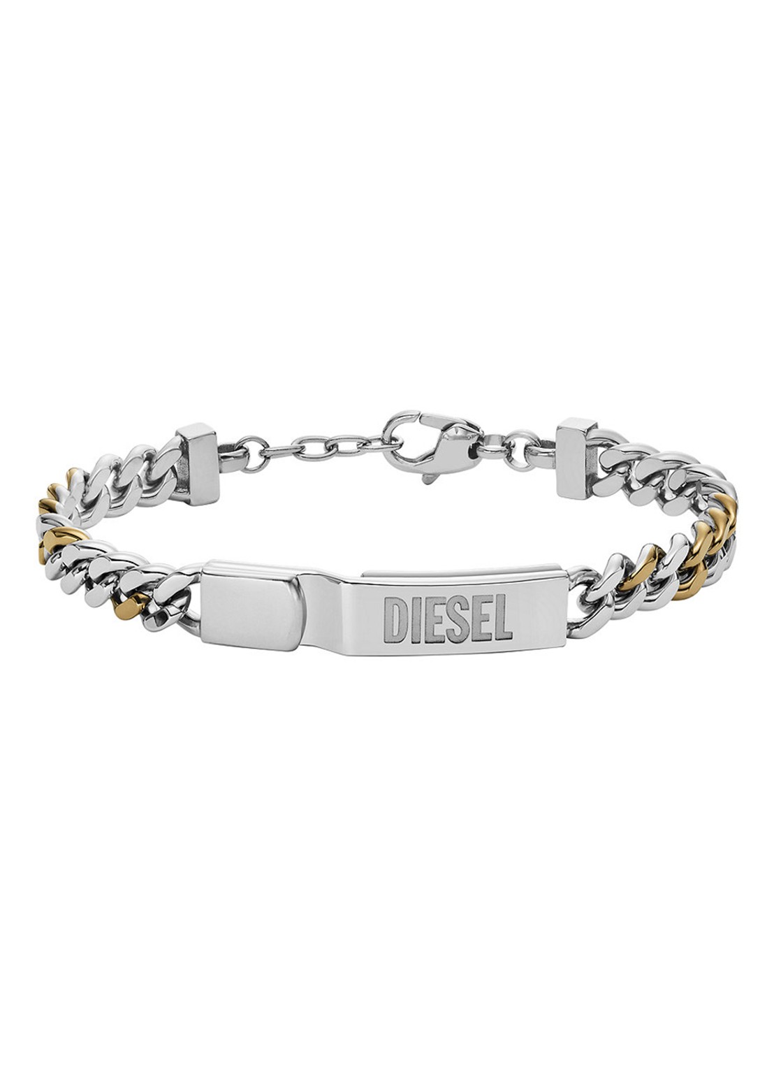 Diesel Schakelarmband met logo DX1457931 - voorkant zilver