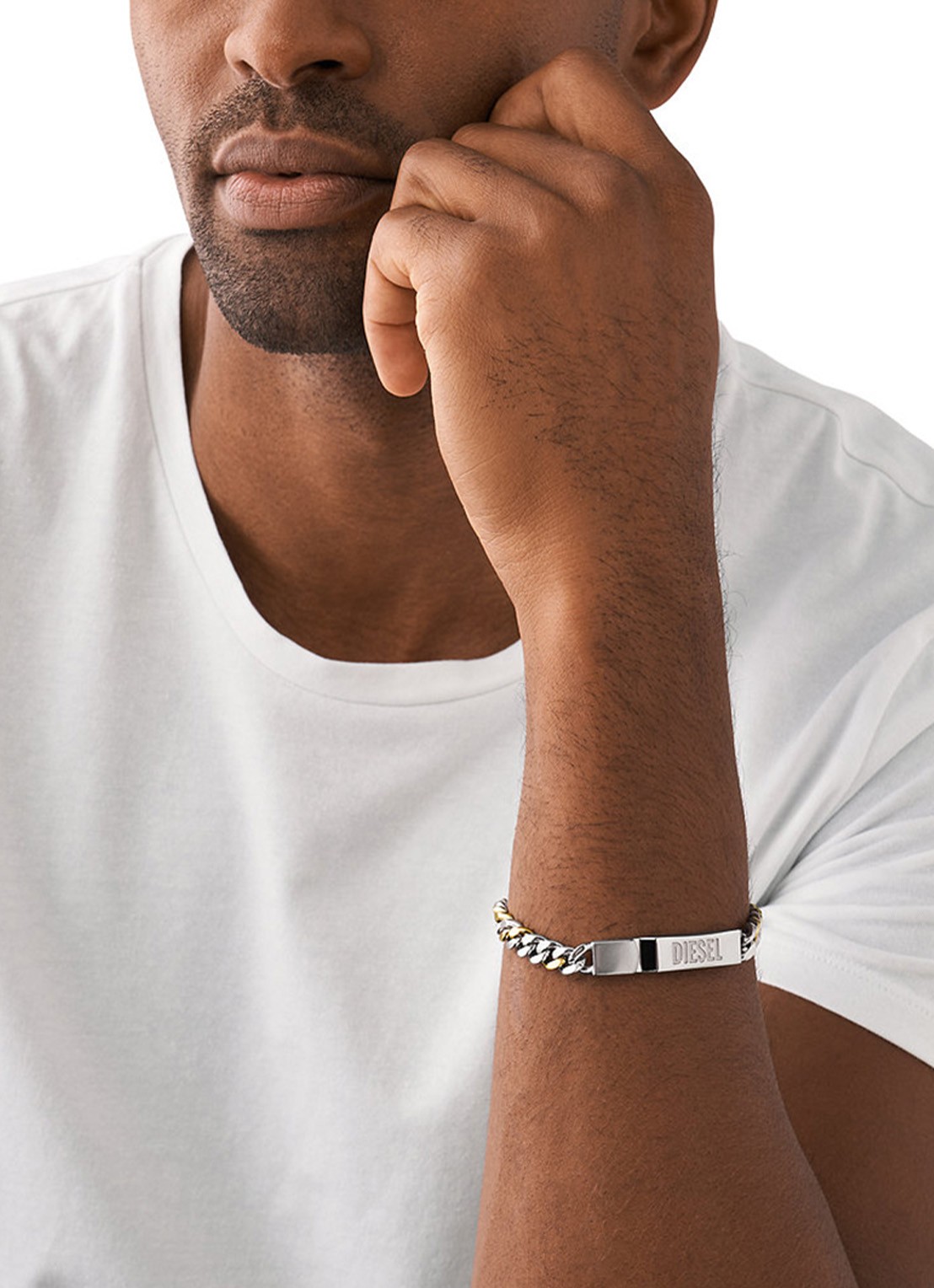 Diesel Schakelarmband met logo DX1457931 - voorkant 2 zilver