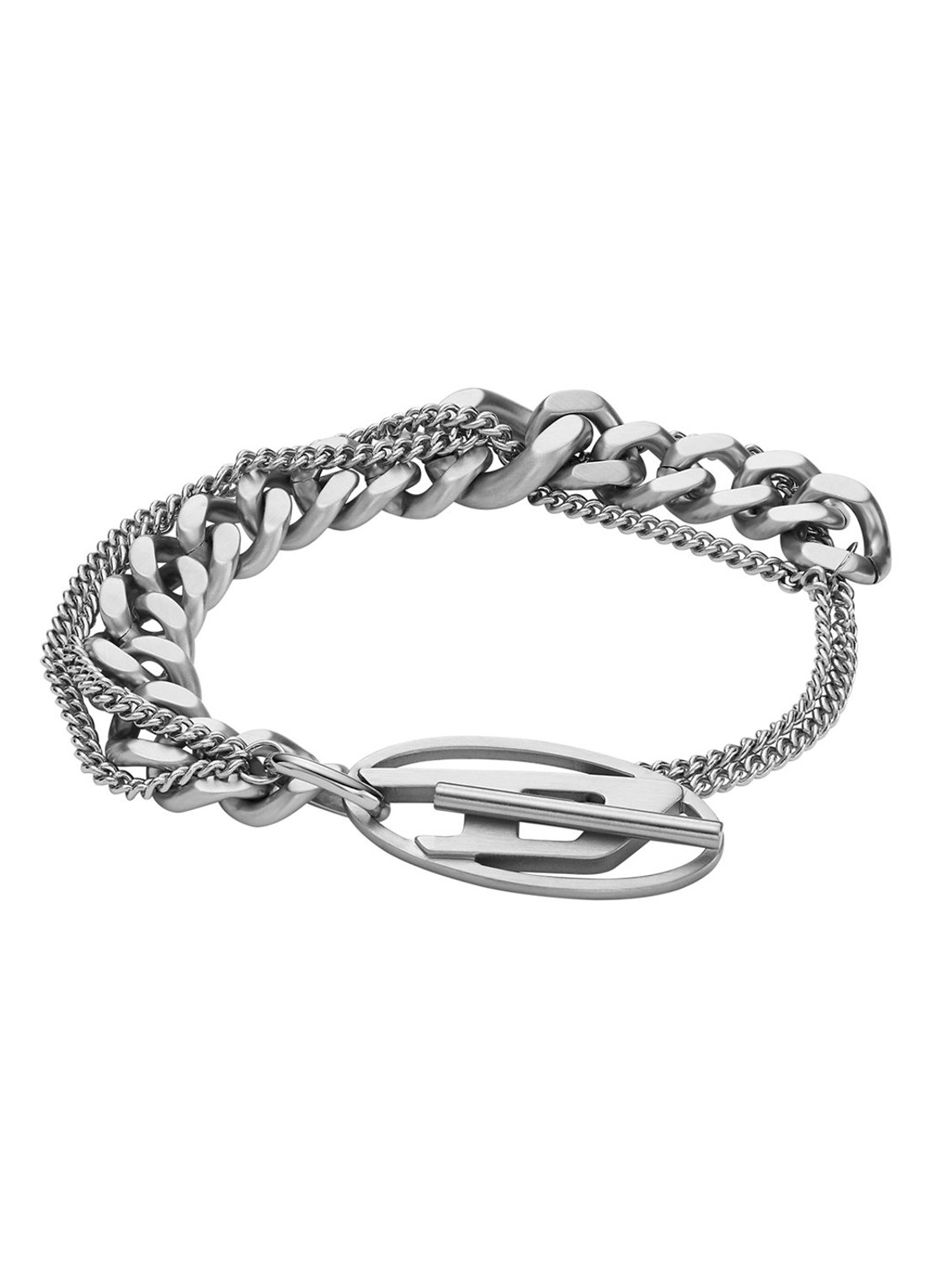 Diesel Schakelarmband met logo DX1550040 - voorkant 4 zilver