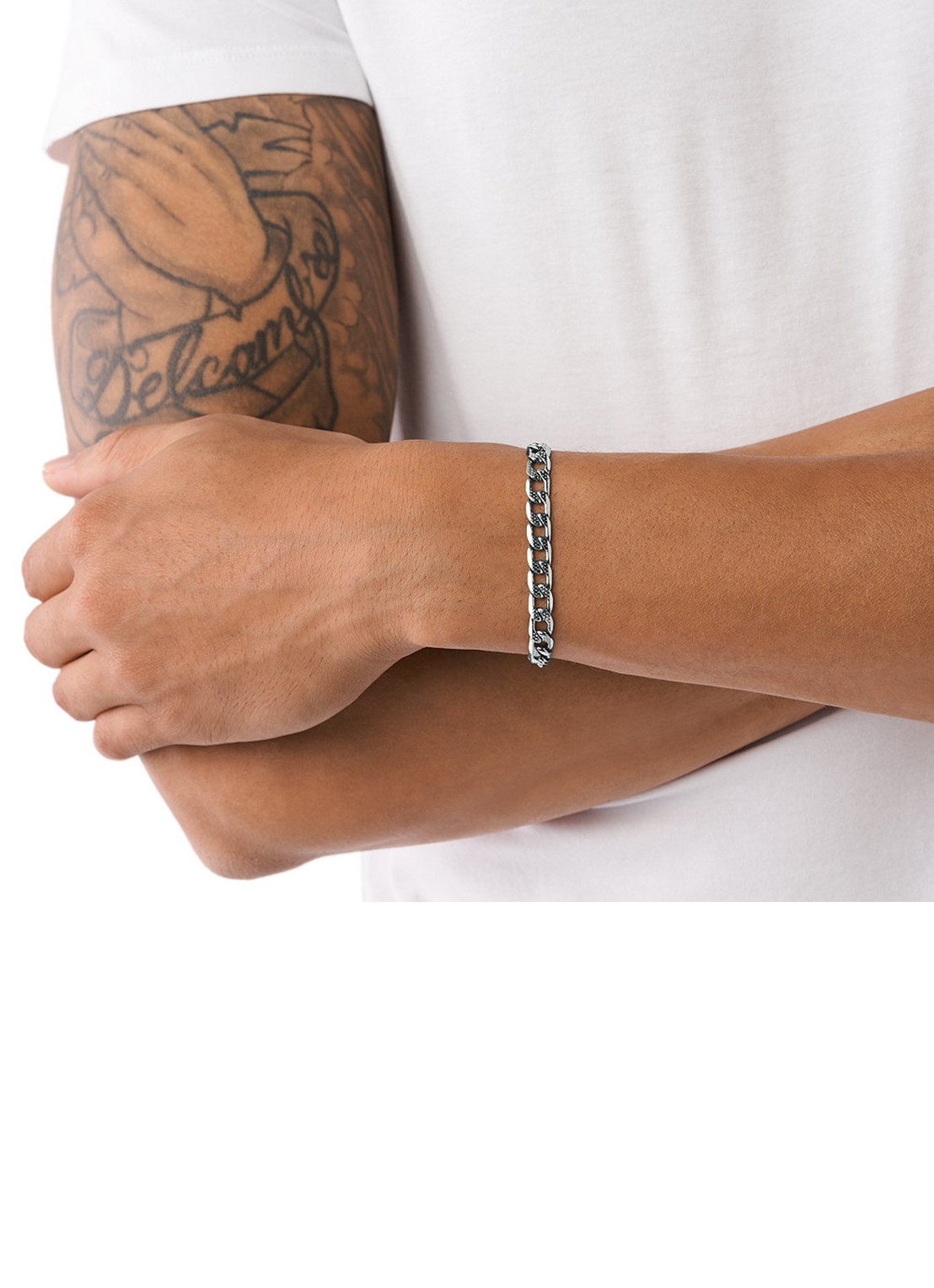 Diesel Schakelarmband tweekleurig DX1338040 - detail 2 zilver