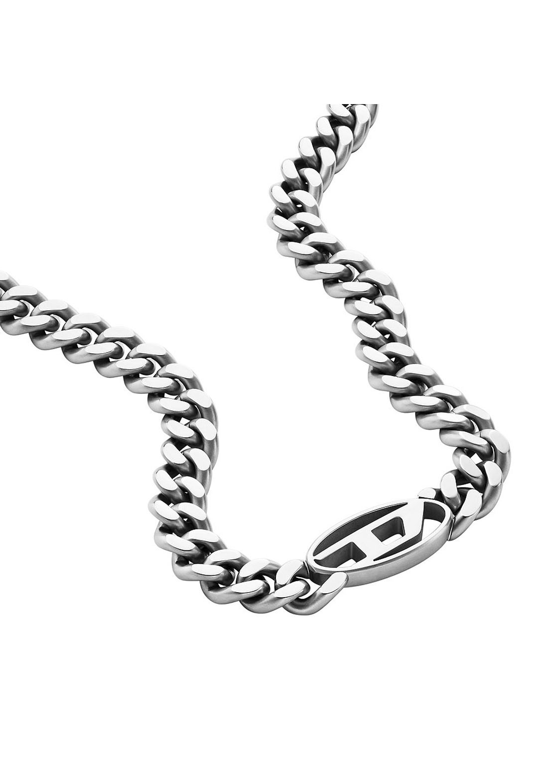 Diesel Schakelketting met logo DX1433040 - voorkant zilver