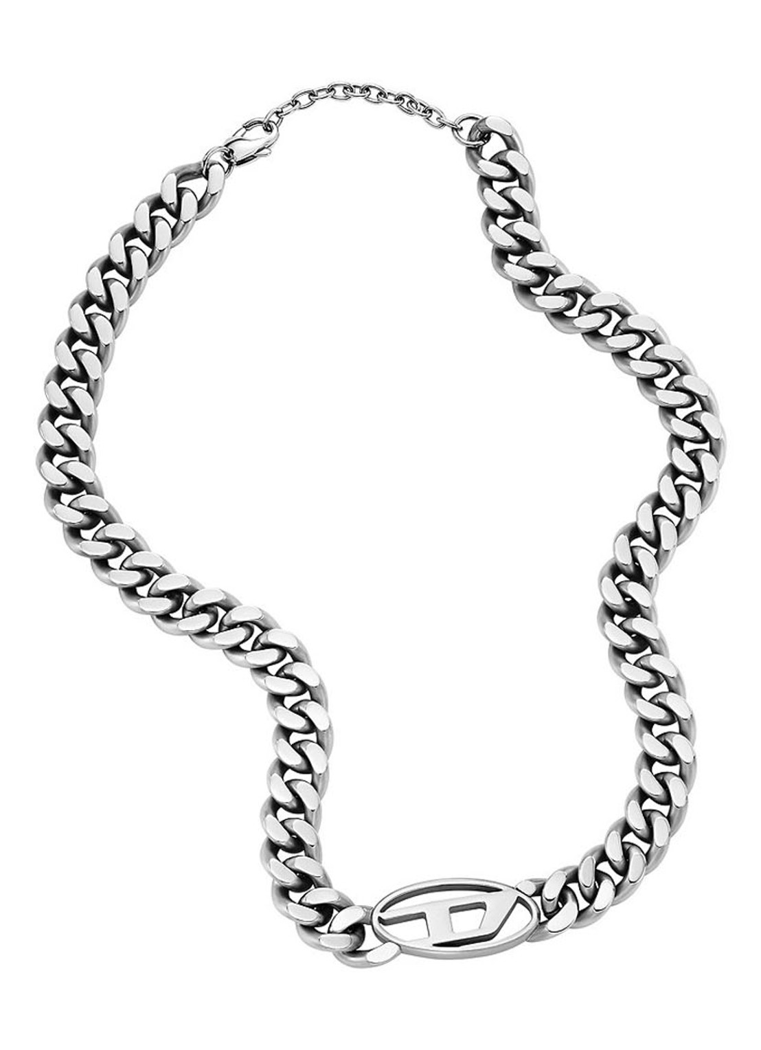 Diesel Schakelketting met logo DX1433040 - voorkant 2 zilver