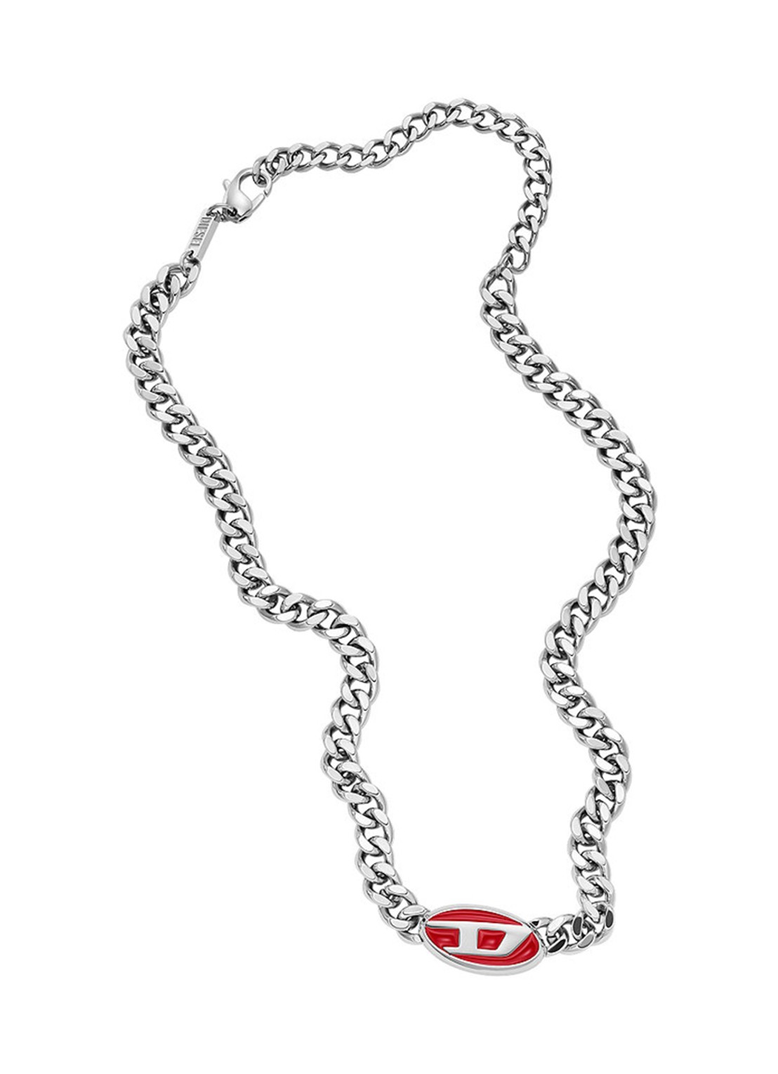Diesel Schakelketting met logo DX1446040 - detail zilver
